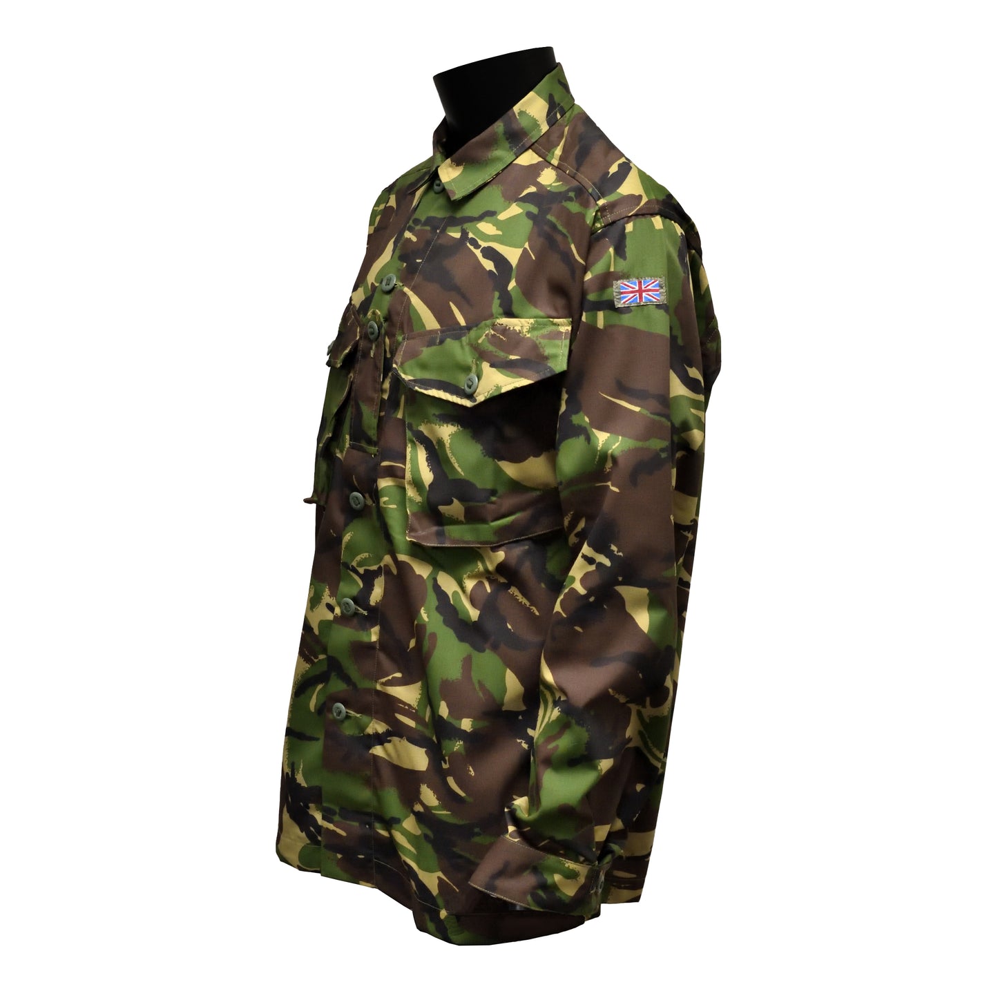 Angled front left view of Lightweight Combat Jacket in DPM pattern.