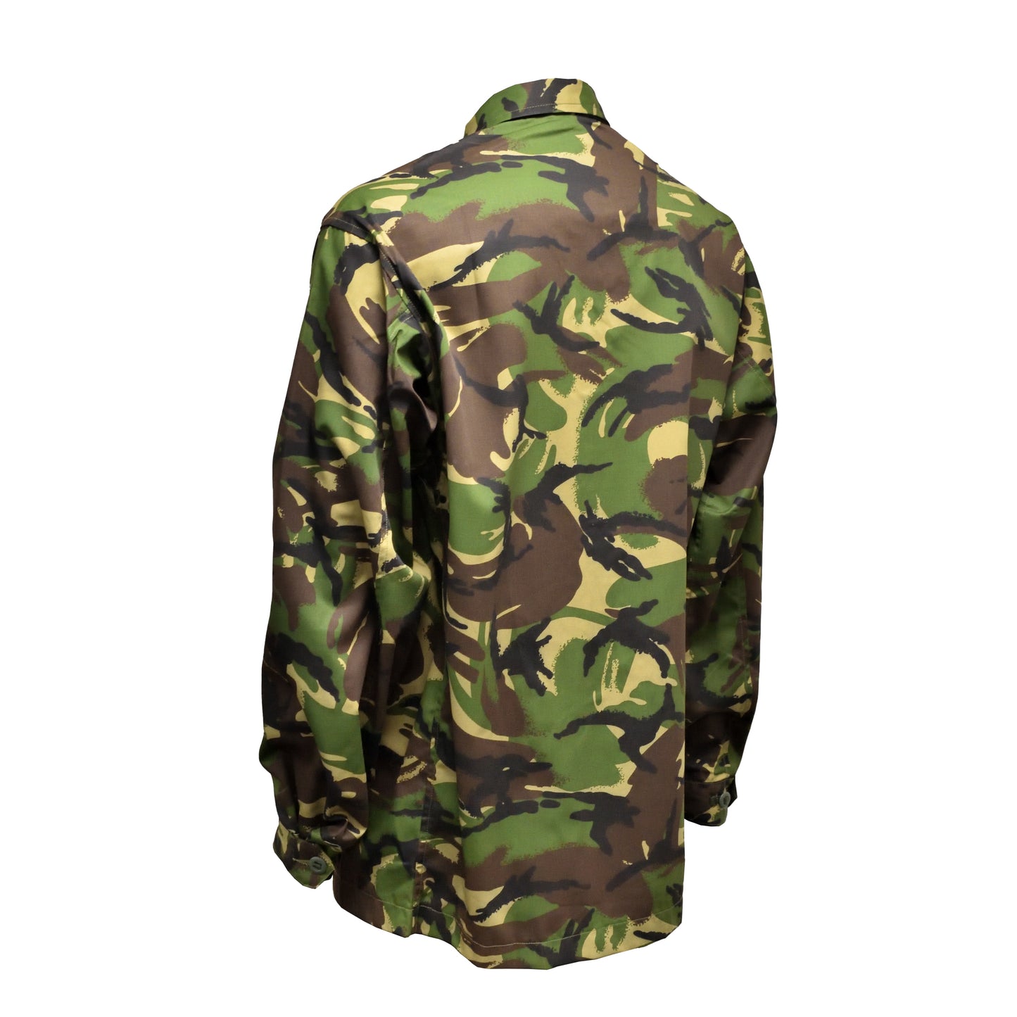 Angled rear left view of DPM Lightweight Jacket showing shoulder and back panel.