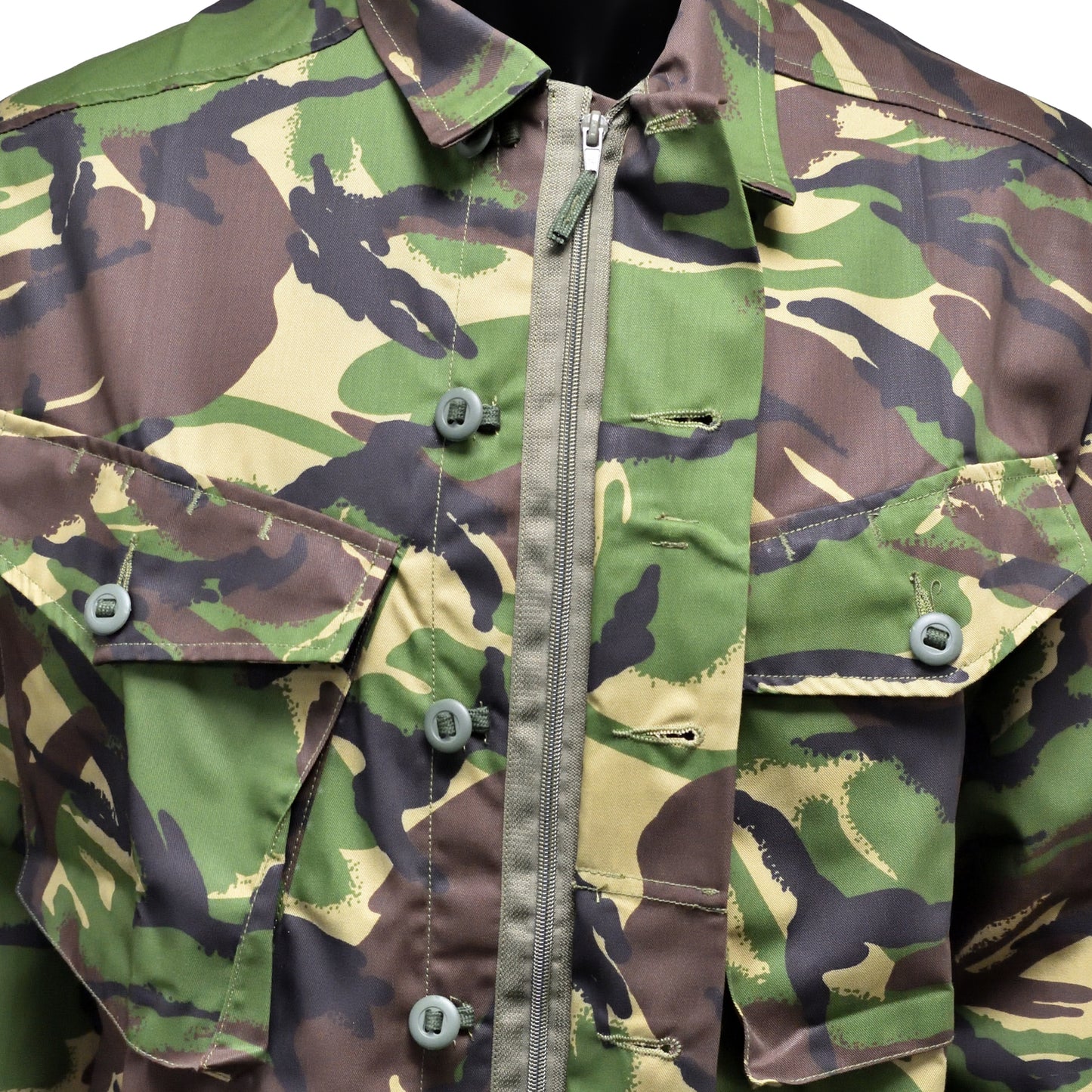 Close-up of chest detail on DPM Combat Jacket.