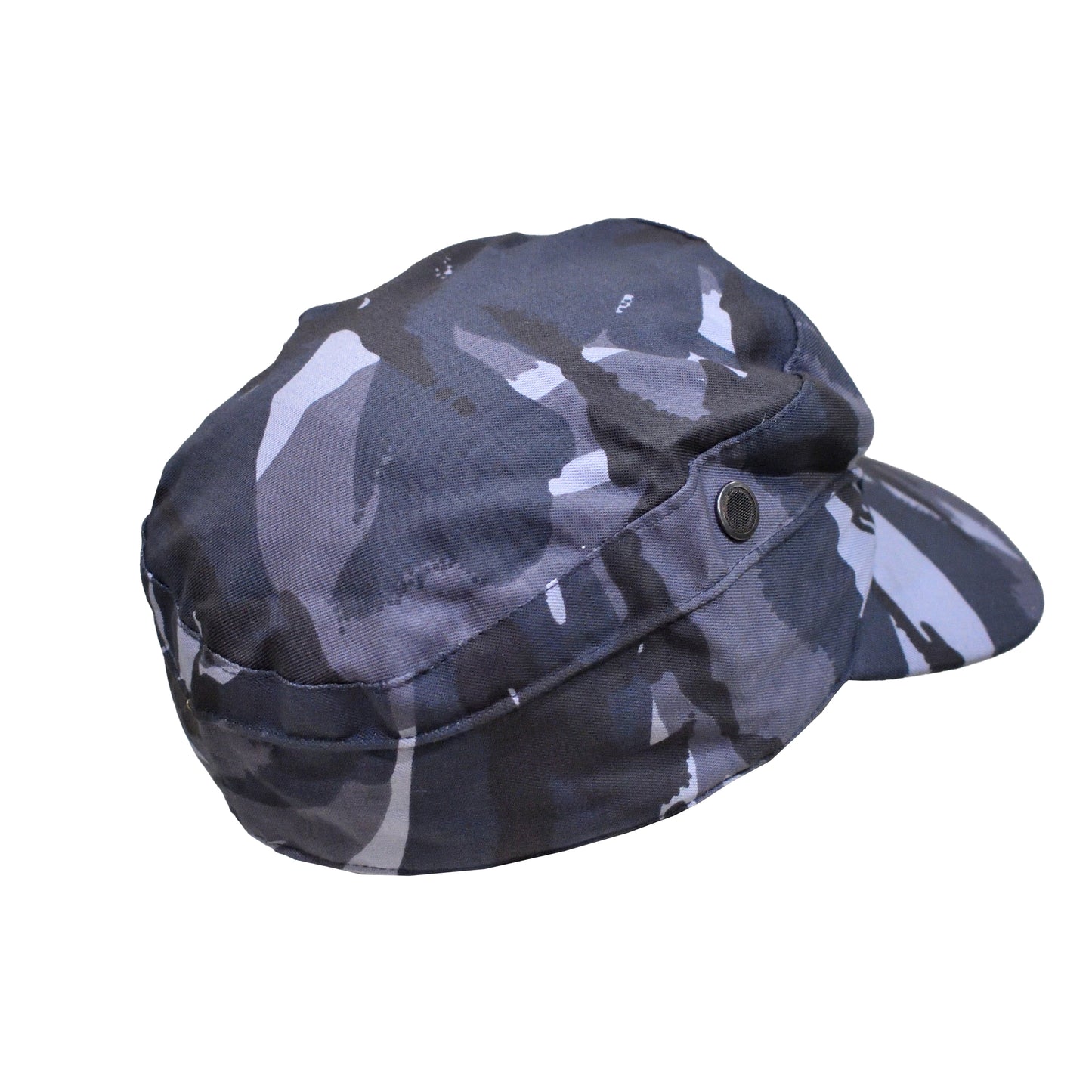 Rear view of British Army Combat Cap Blue Camo with adjustable strap.