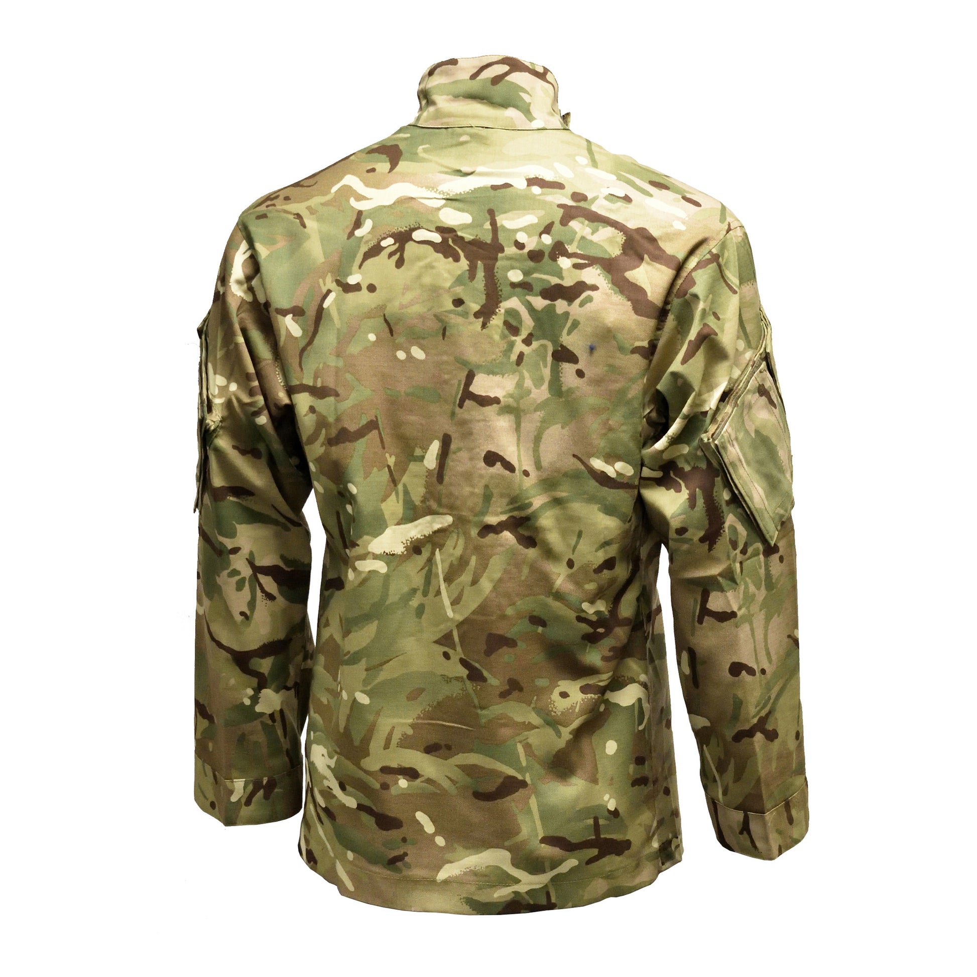 Rear view of British Army Warm Weather Combat Jacket "2" in Multi-Terrain camo, made for field use.