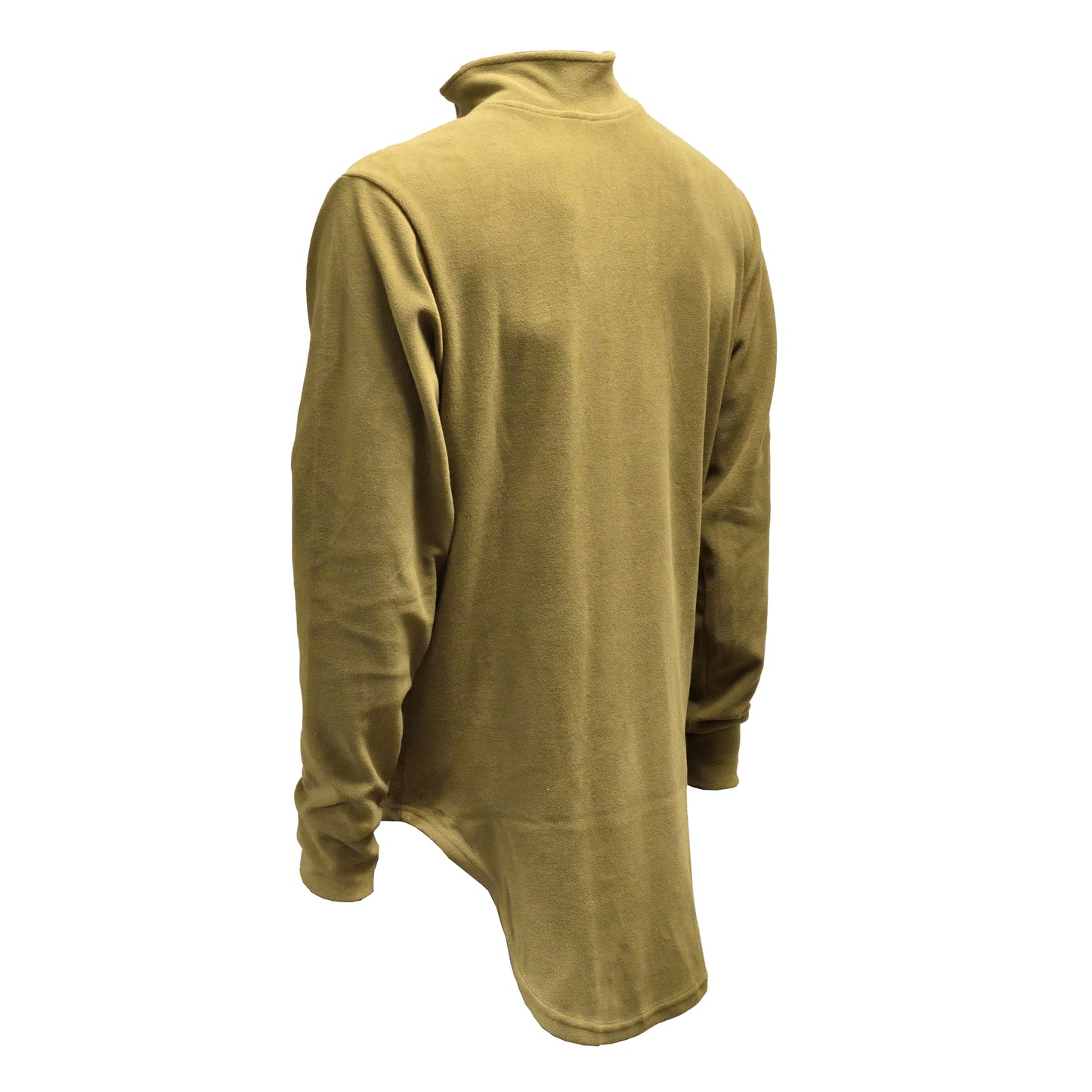 Right-angled rear shot of British Army Thermal Combat Undershirt in PCS Olive, designed for insulation.
