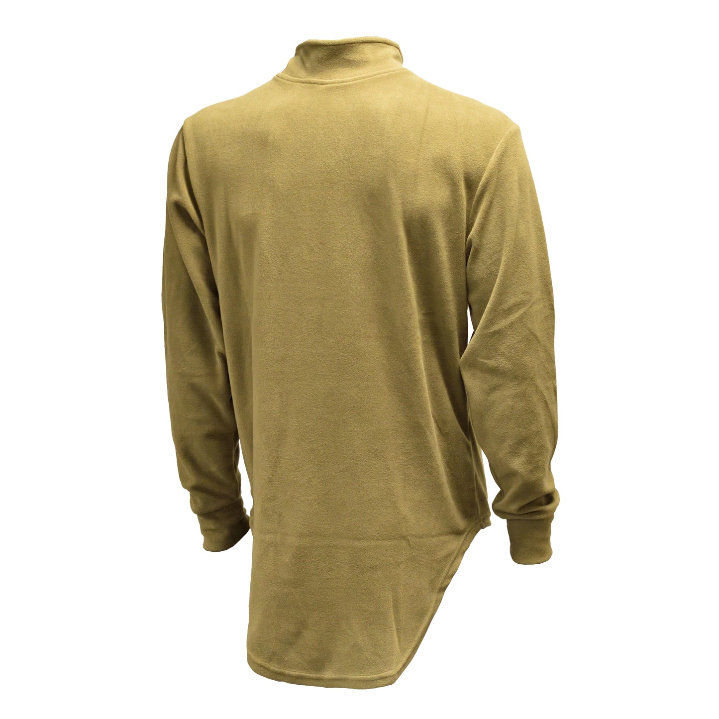 Left-angled rear view of British Army Thermal Combat Undershirt PCS Olive, highlighting fit and stitching.