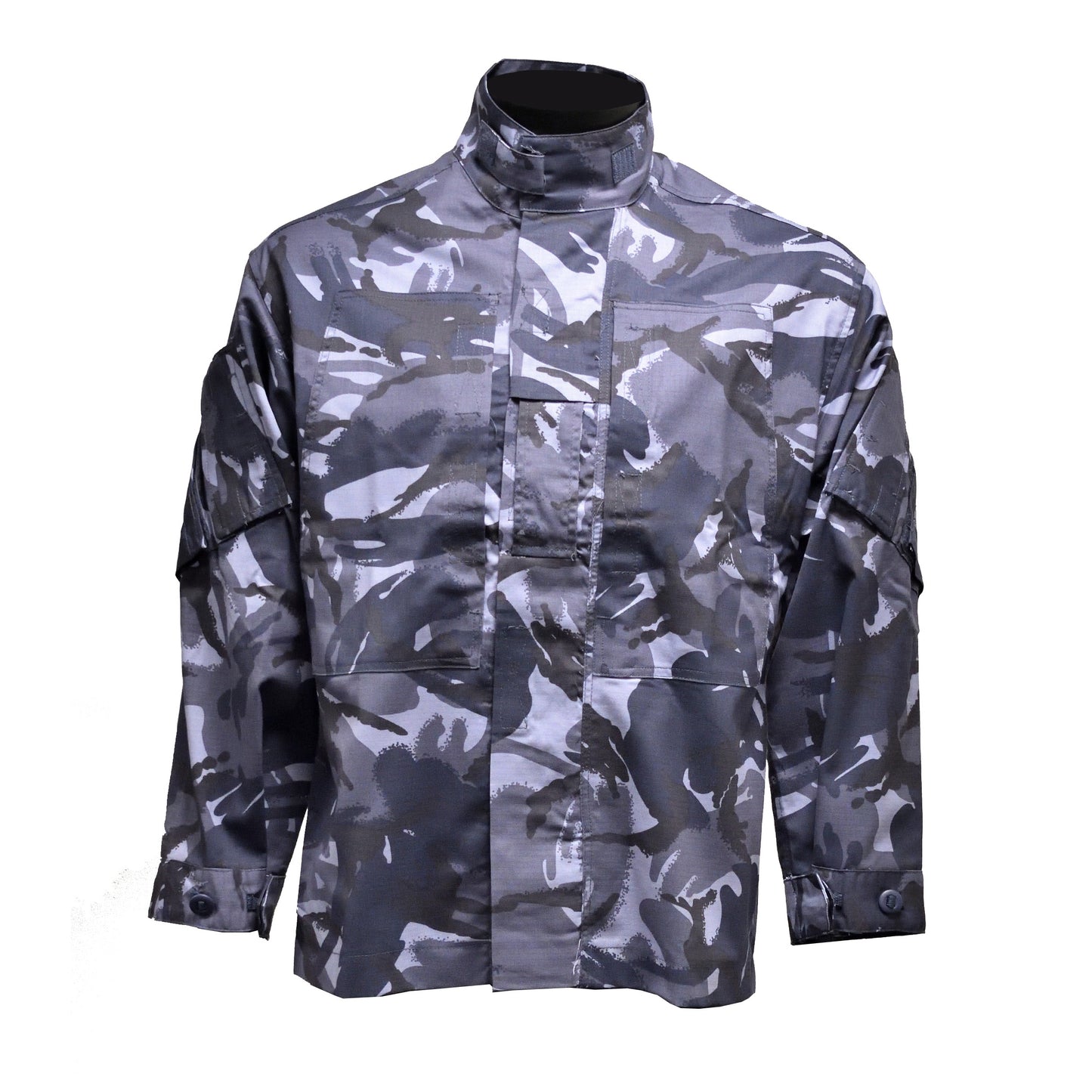Front view of British Army Combat Jacket in Blue Camo.