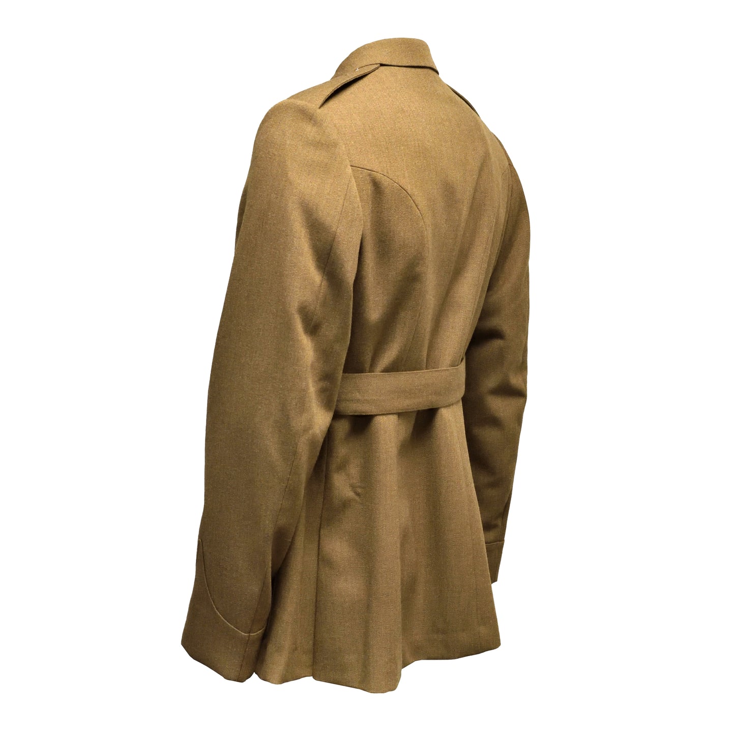 Angled rear left view of Mens No.2 Dress Jacket showing back belt and collar.