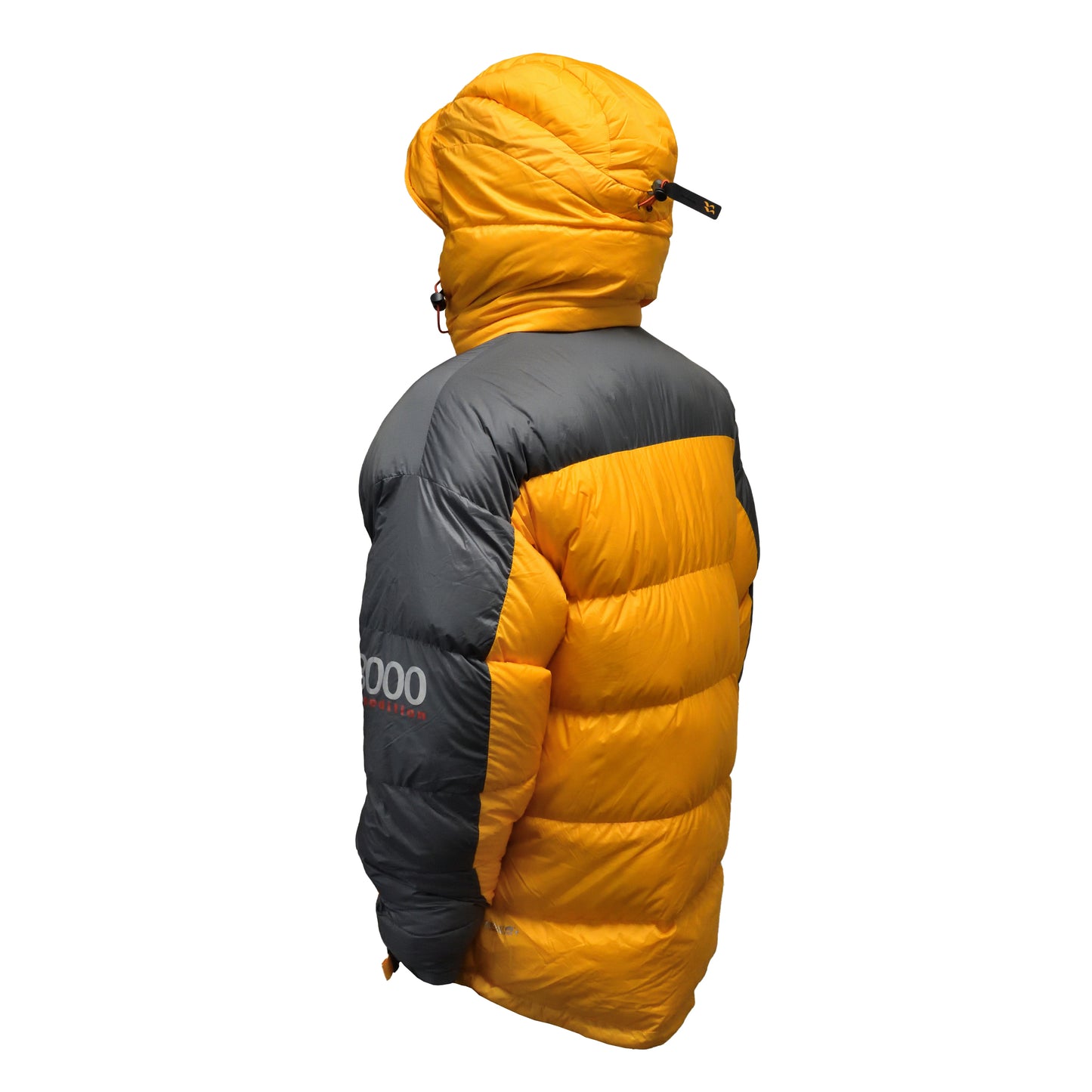 Angled rear left view of RAB Expedition 8000 Jacket showing back panel details.