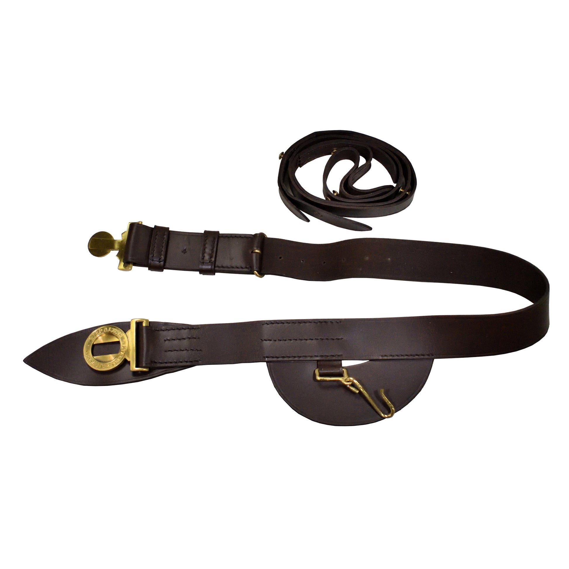 Royal Marines Sword Waist Belt in brown leather, designed for ceremonial use.