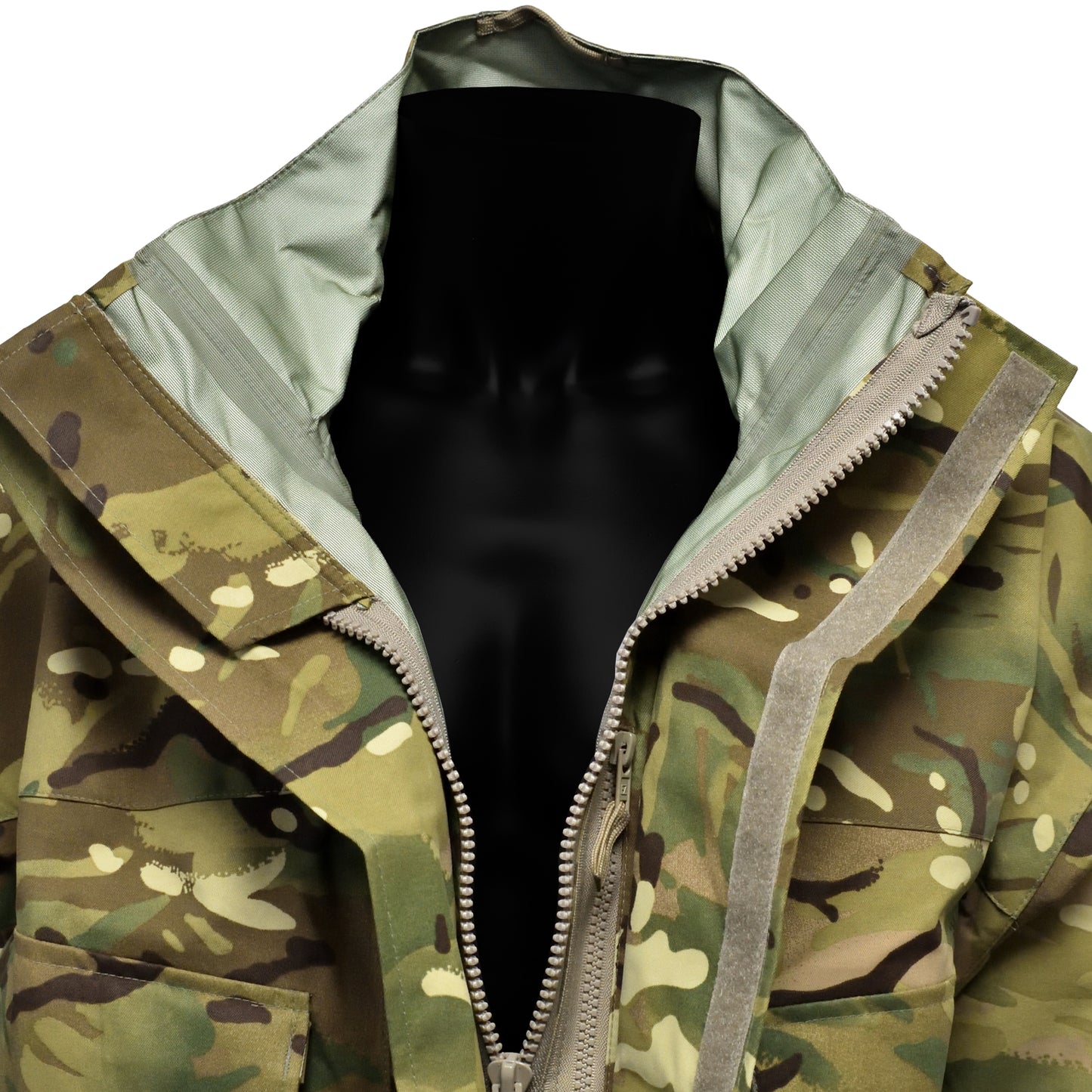Close-up of chest zipper on British Army MVP Smock MTP IRR.