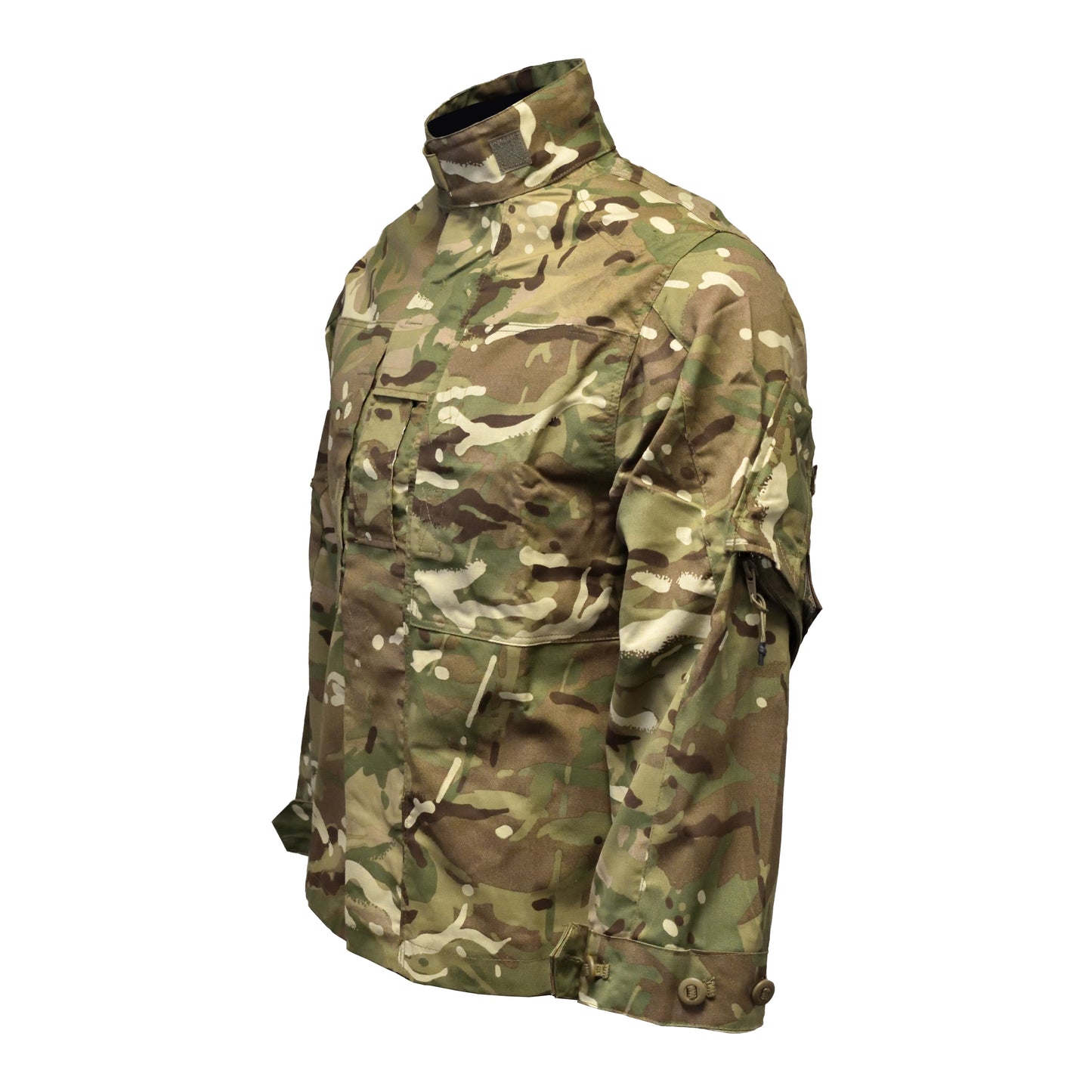 Angled front left view of Combat Shirt "23" in MTP camouflage.