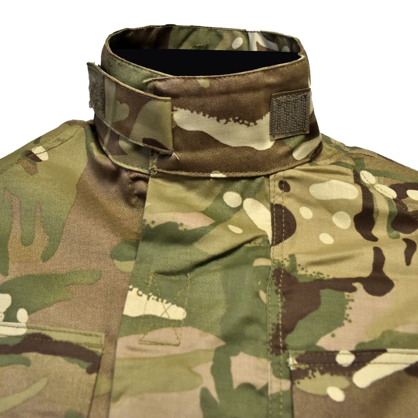 Close-up of collar detail on Combat Shirt "23" MTP.