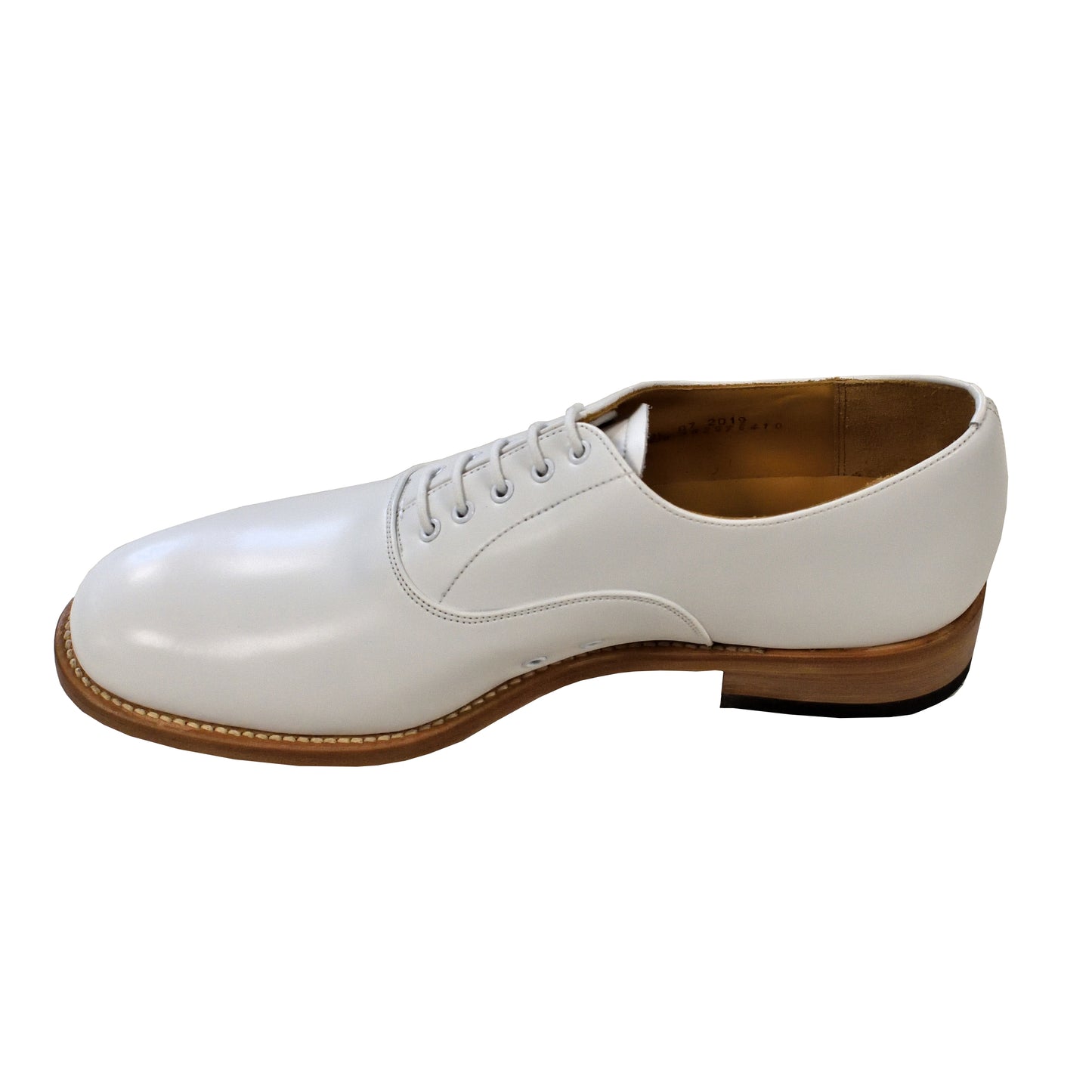 Side profile of white John Land Men's Tropical Shoes showing breathable canvas material.
