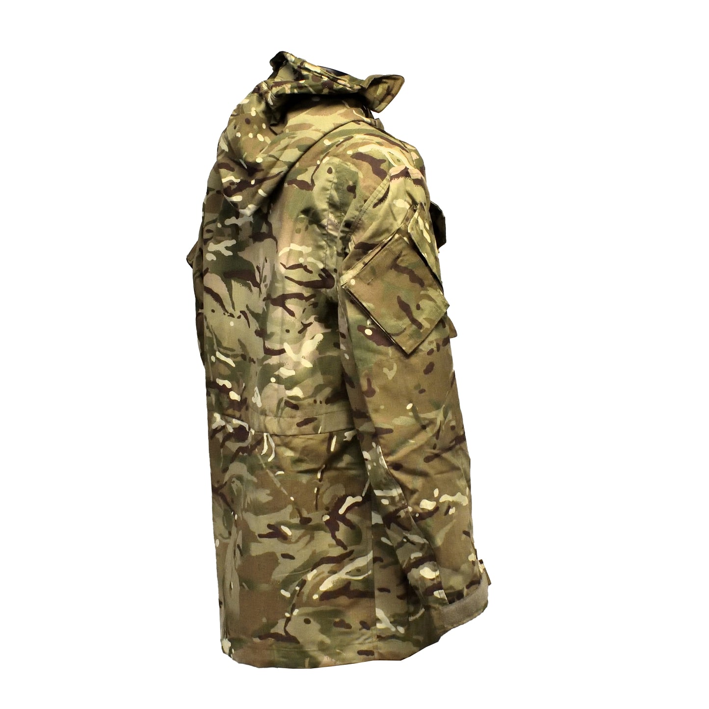 Angled rear right view of British Army FR Combat Smock in MTP camouflage.