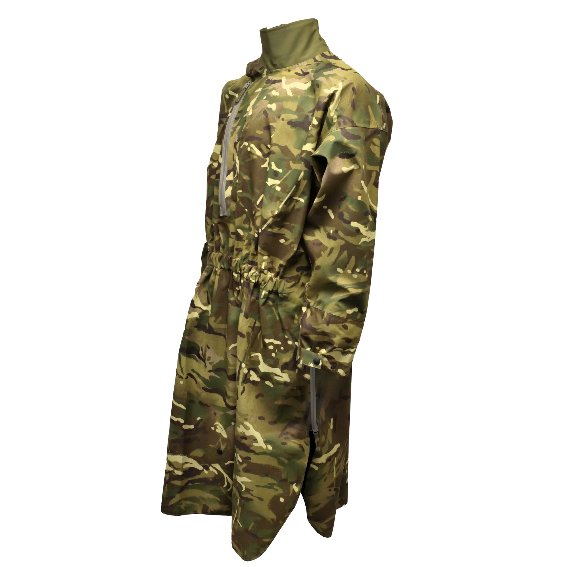 Angled front left view of MVP Waterproof Smock in Multi-Terrain Pattern.