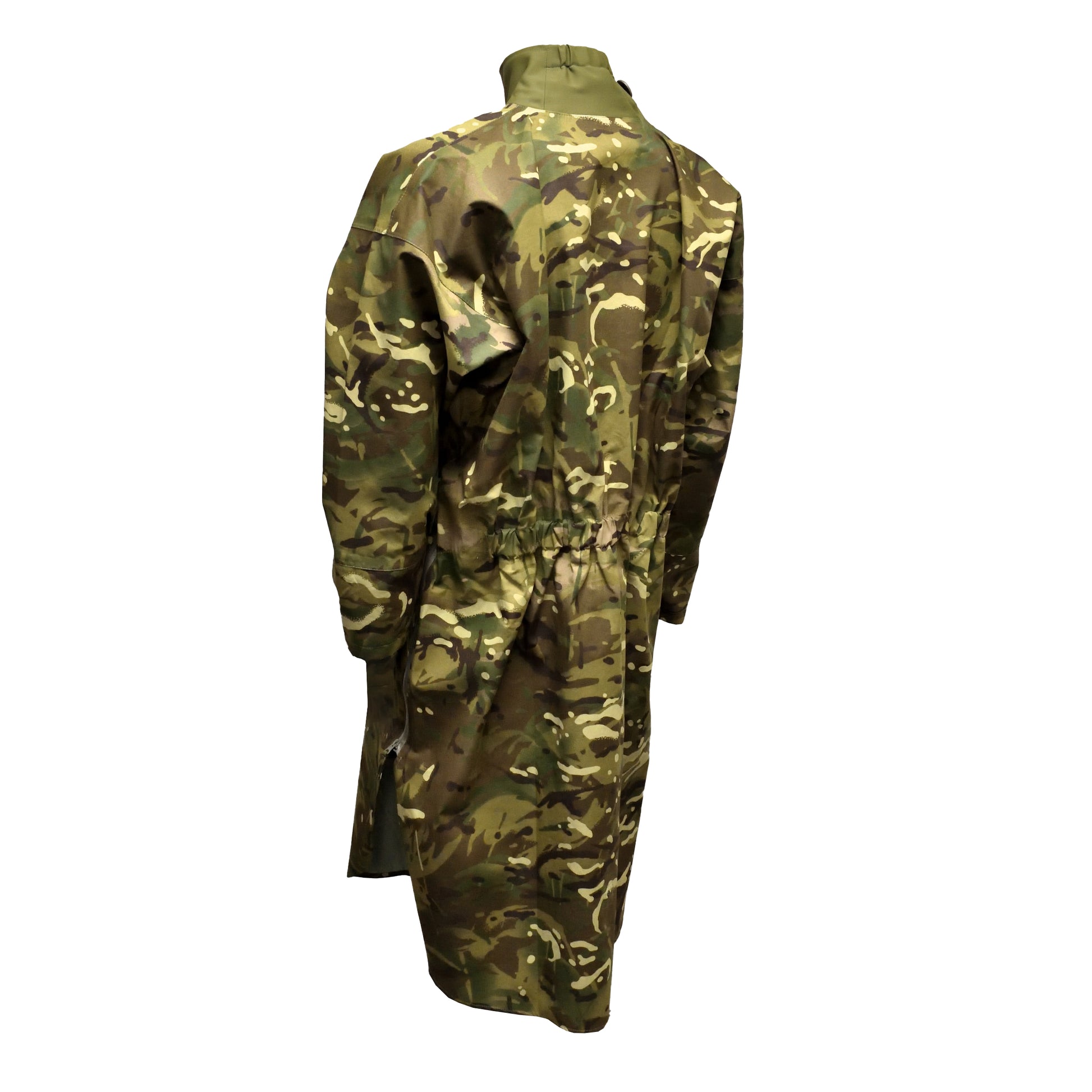 Angled rear left view of MTP Smock showing shoulder fit and hood design.