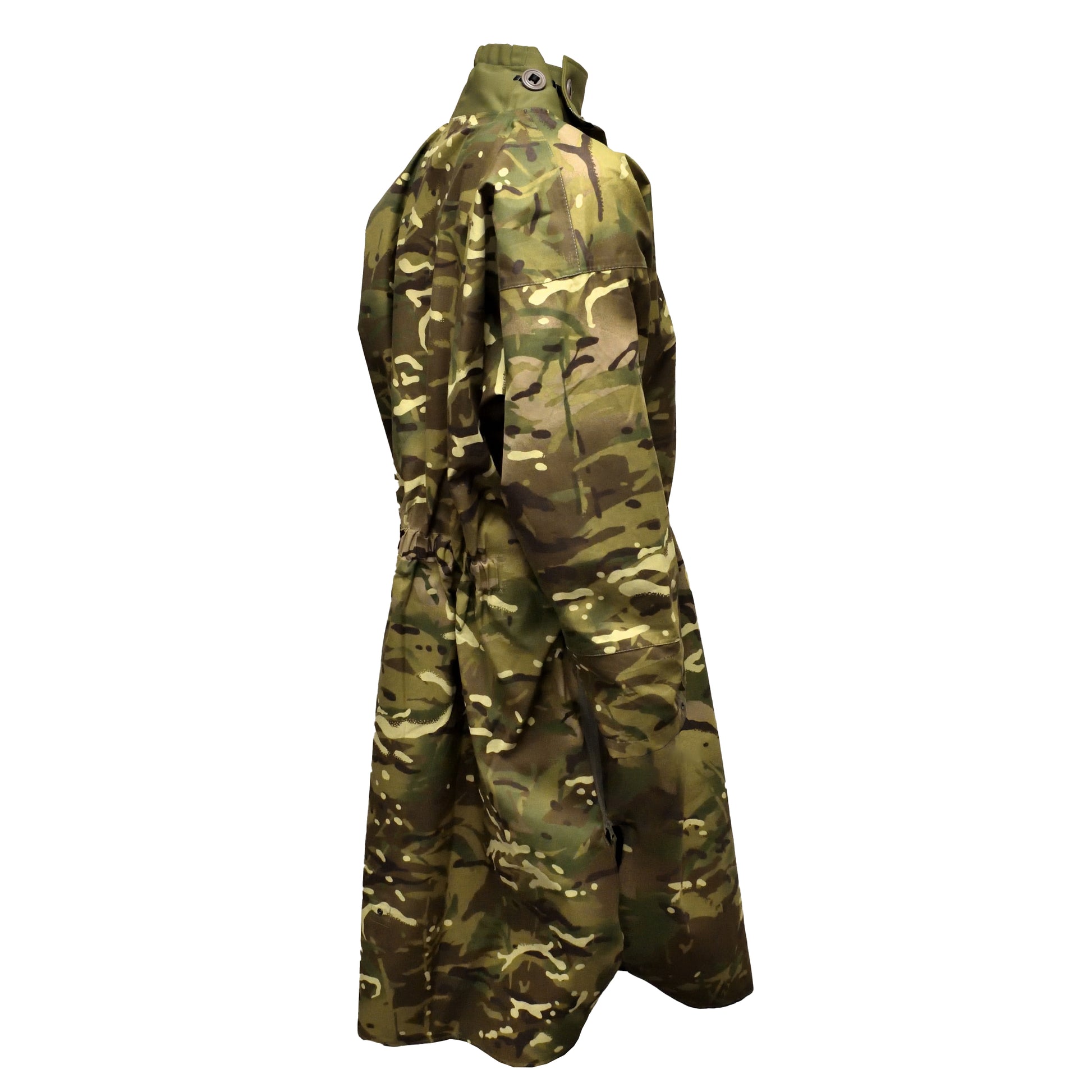 Angled rear right view of British Army Waterproof Smock with MTP camo.