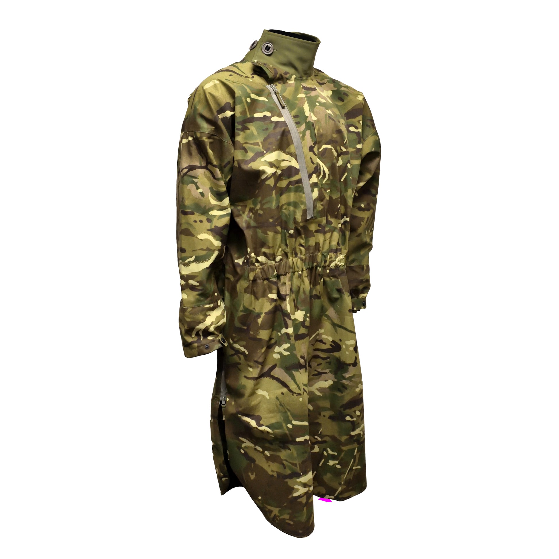 Angled front right view of British Army Smock showing large chest pockets.