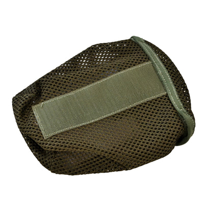Rear view of Olive Mesh Bag highlighting seam construction and shape.