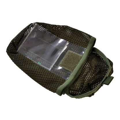 British Army Mesh Bag in Olive partially open.
