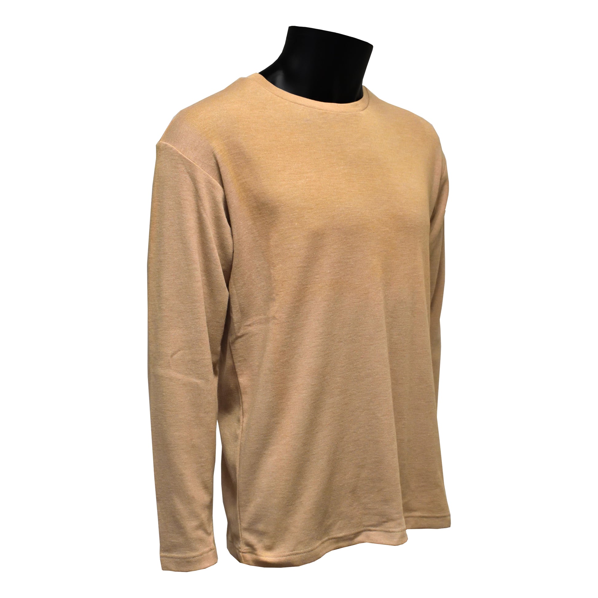 Angled front right view of British Army Long Sleeve Vest showing shoulder seam.