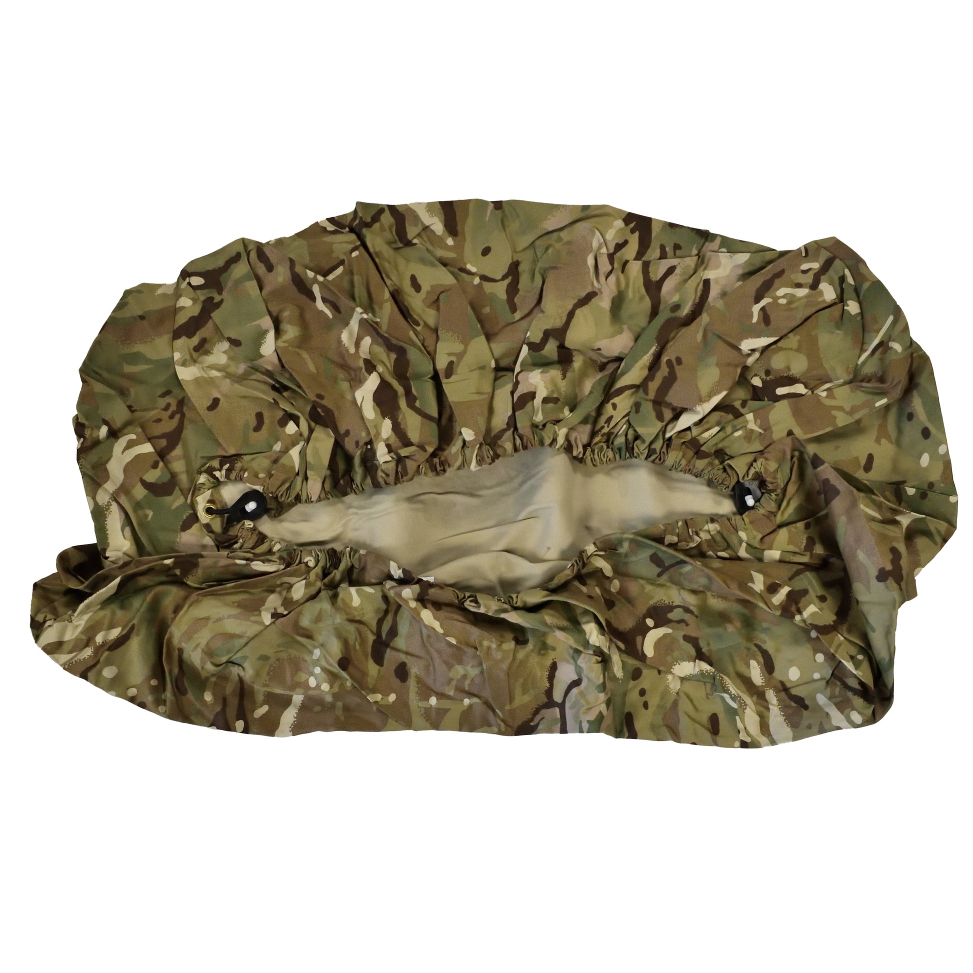 Rear view of British Army Rucksack Cover showing elasticated edges.