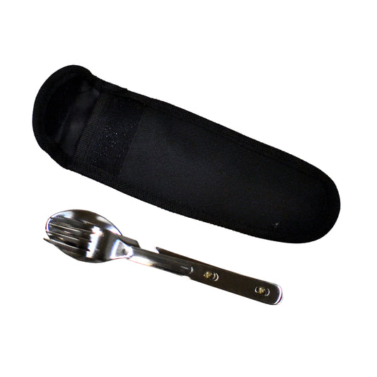 British Army 3 Piece Cutlery Set removed from nylon pouch.