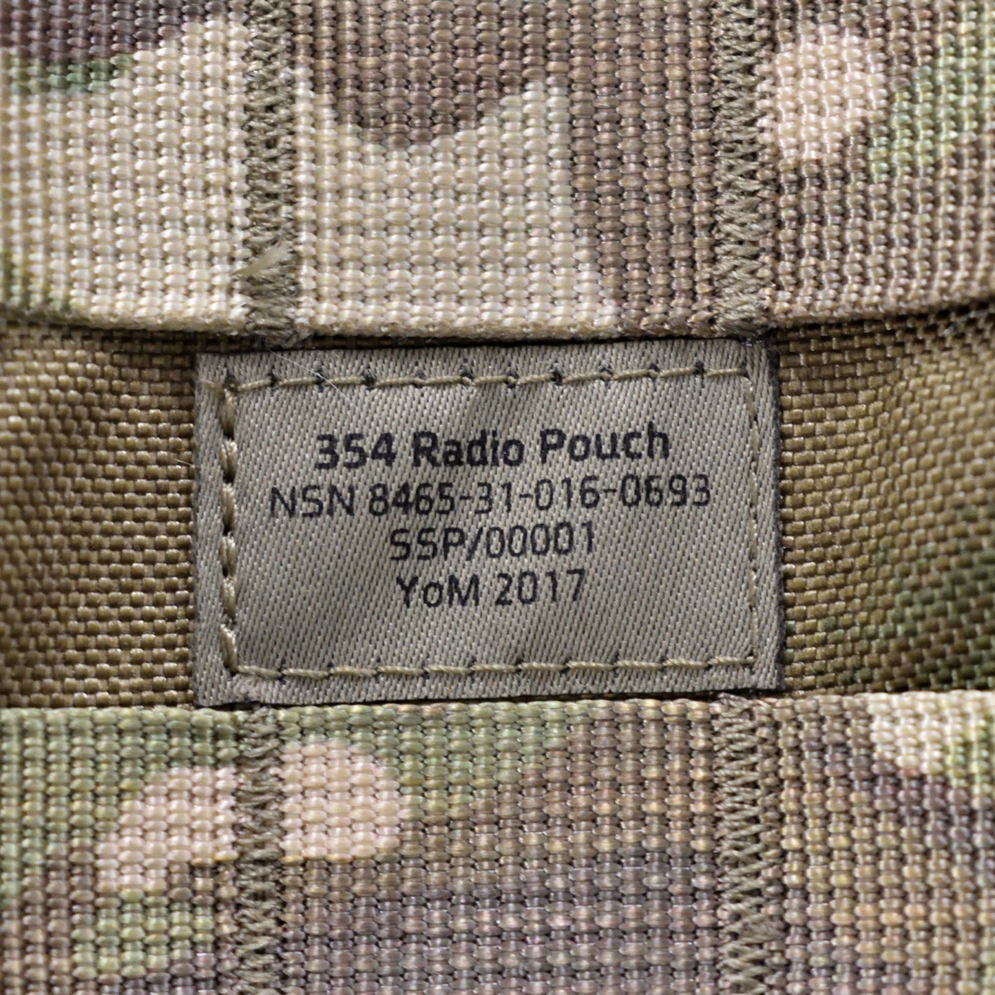 Detailed shot of reinforced stitching on British Army 354 Radio Pouch MTP.