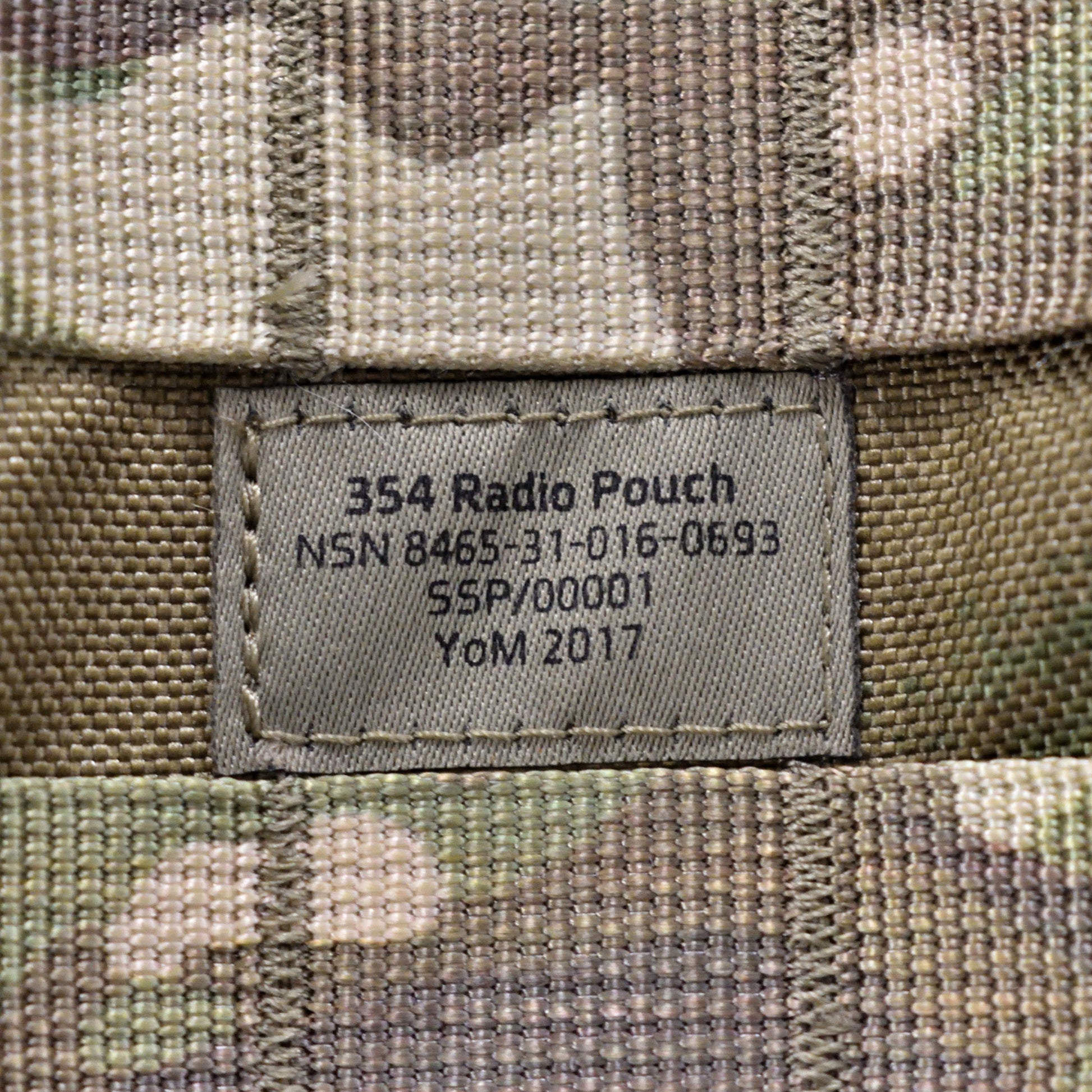 Detailed shot of reinforced stitching on British Army 354 Radio Pouch MTP.