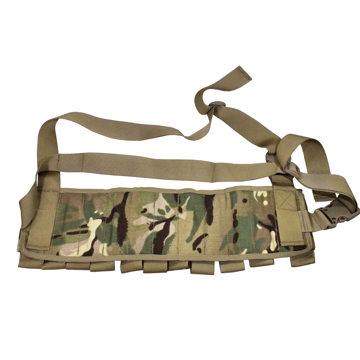 Rear view of British Army Multipouch Bandolier Belt MTP showing strap attachment.