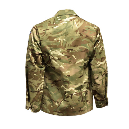 Rear view of British Army Barrack Shirt in Multi-Terrain camouflage, designed for fieldwork.