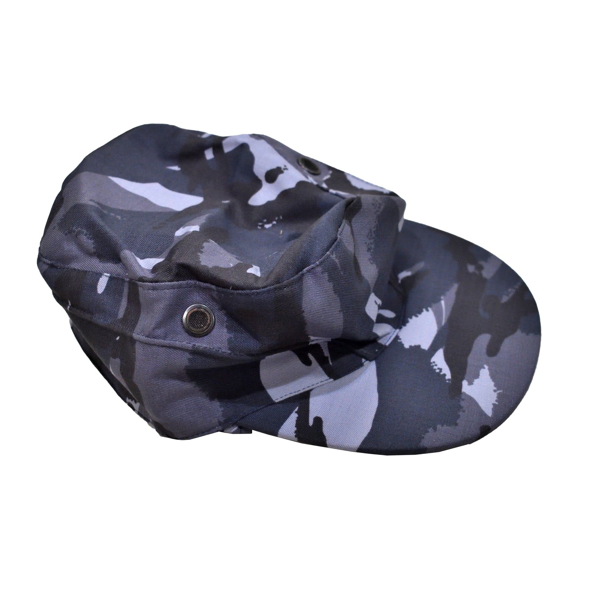 Top-down view of British Army Combat Cap Blue Camo showing overall shape.