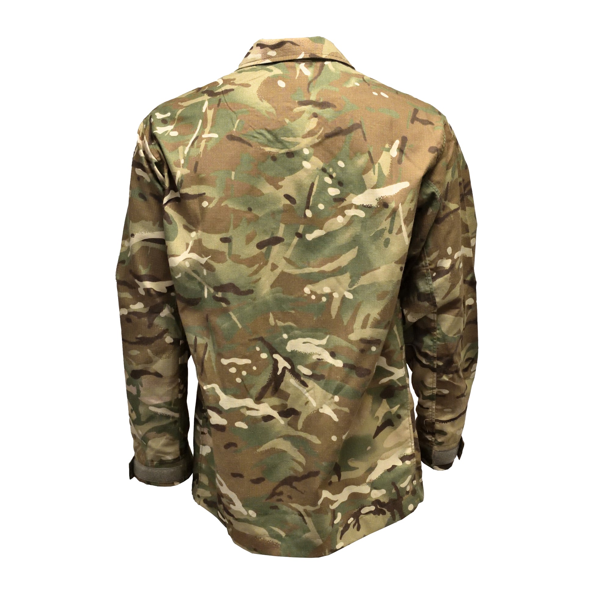 Rear view of British Army FR Combat Jacket MTP highlighting back panel.