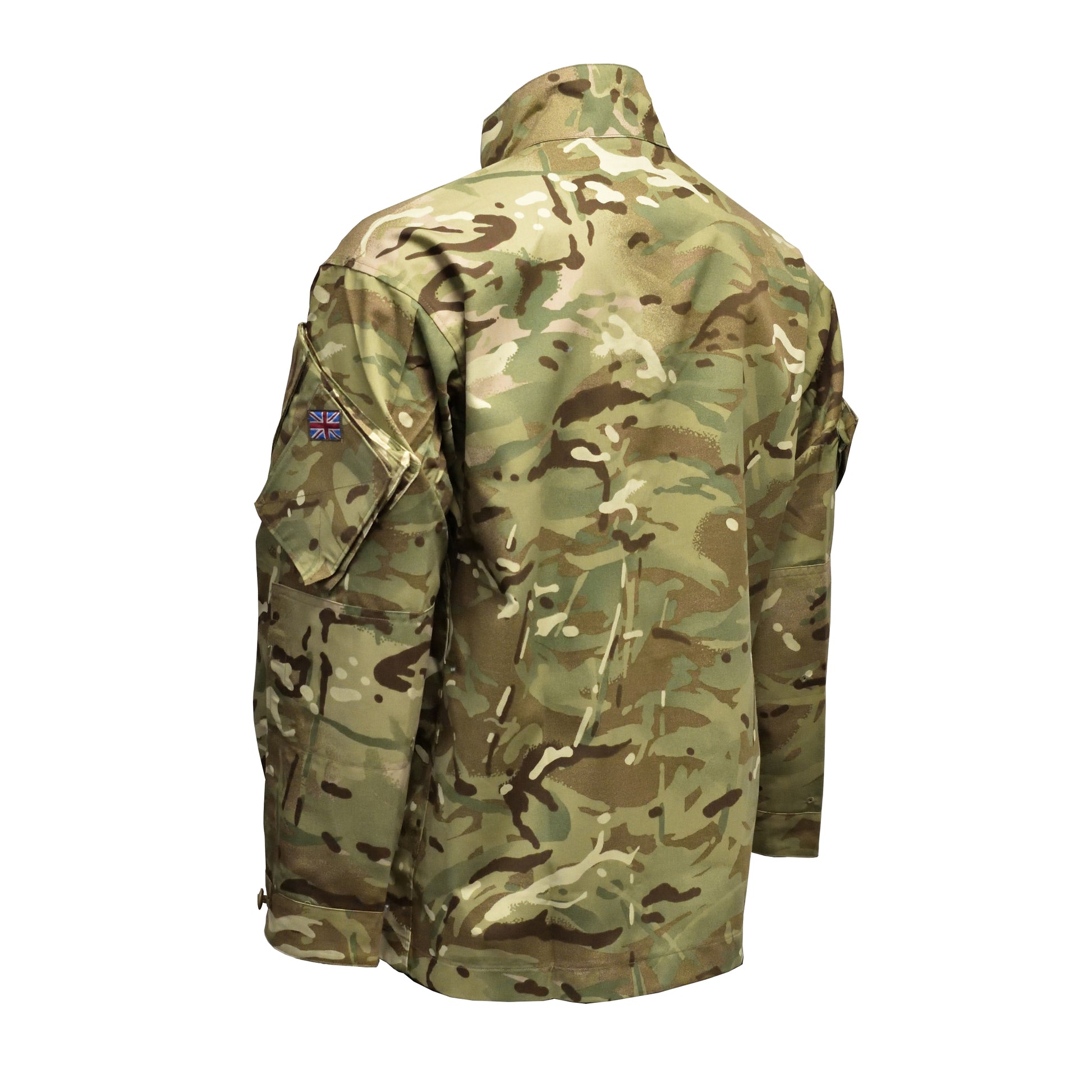Angled rear left view of Temperate Weather Combat Jacket showing back panels.