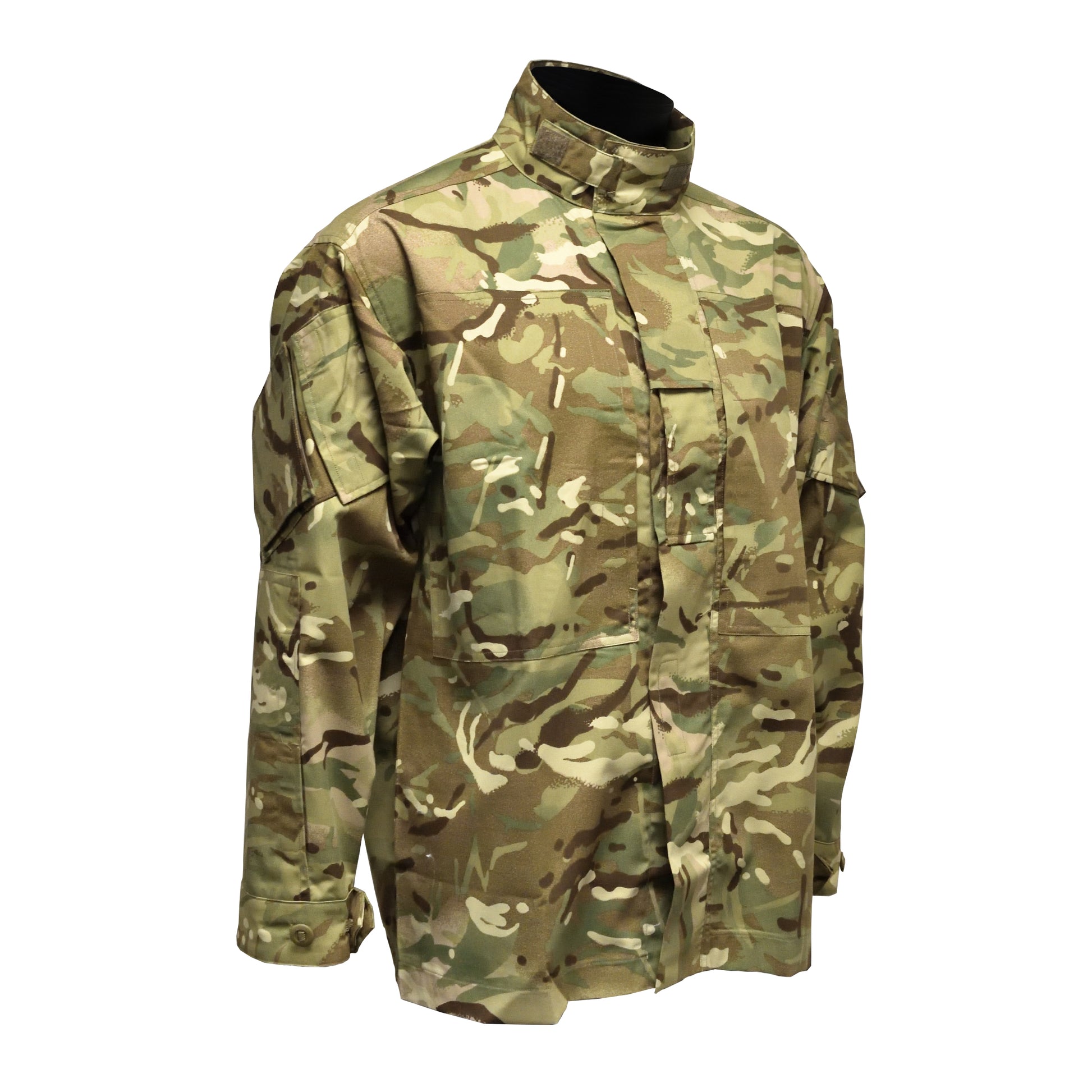 Angled front right view of British Army Temperate Weather Combat Jacket MTP.