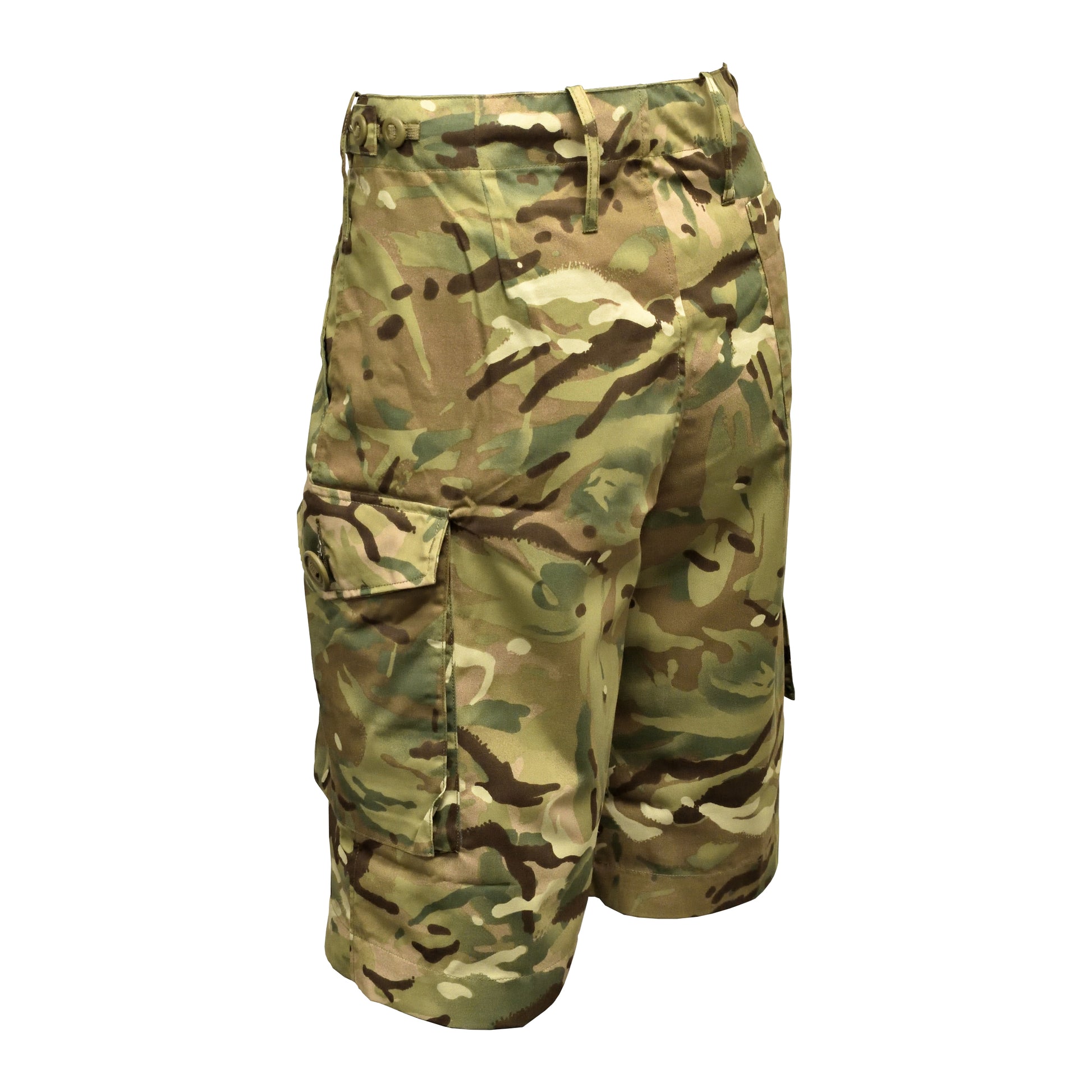 Angled rear left view showing pocket flaps on MTP Combat Shorts.
