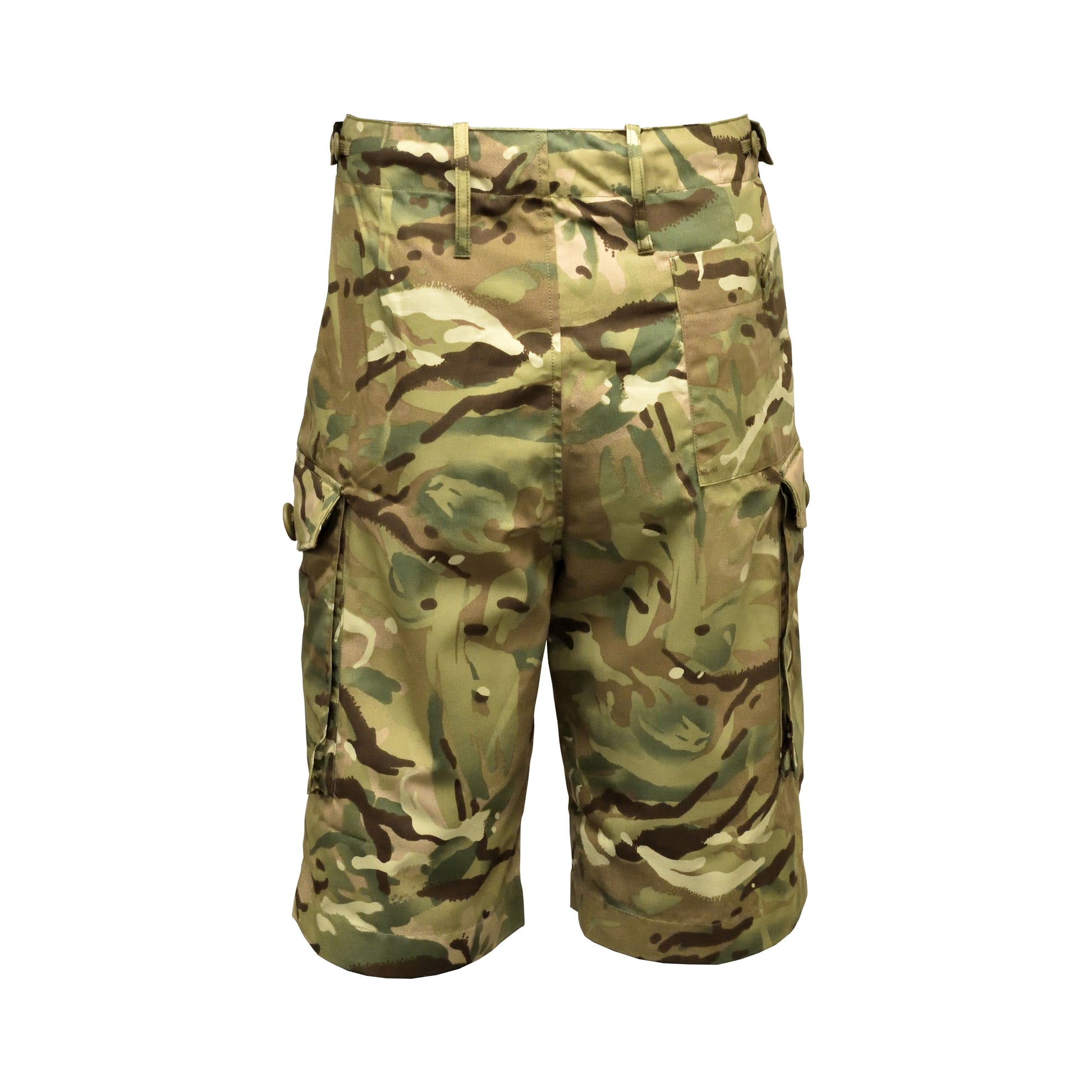 Rear view of British Army Combat Shorts highlighting back pockets.