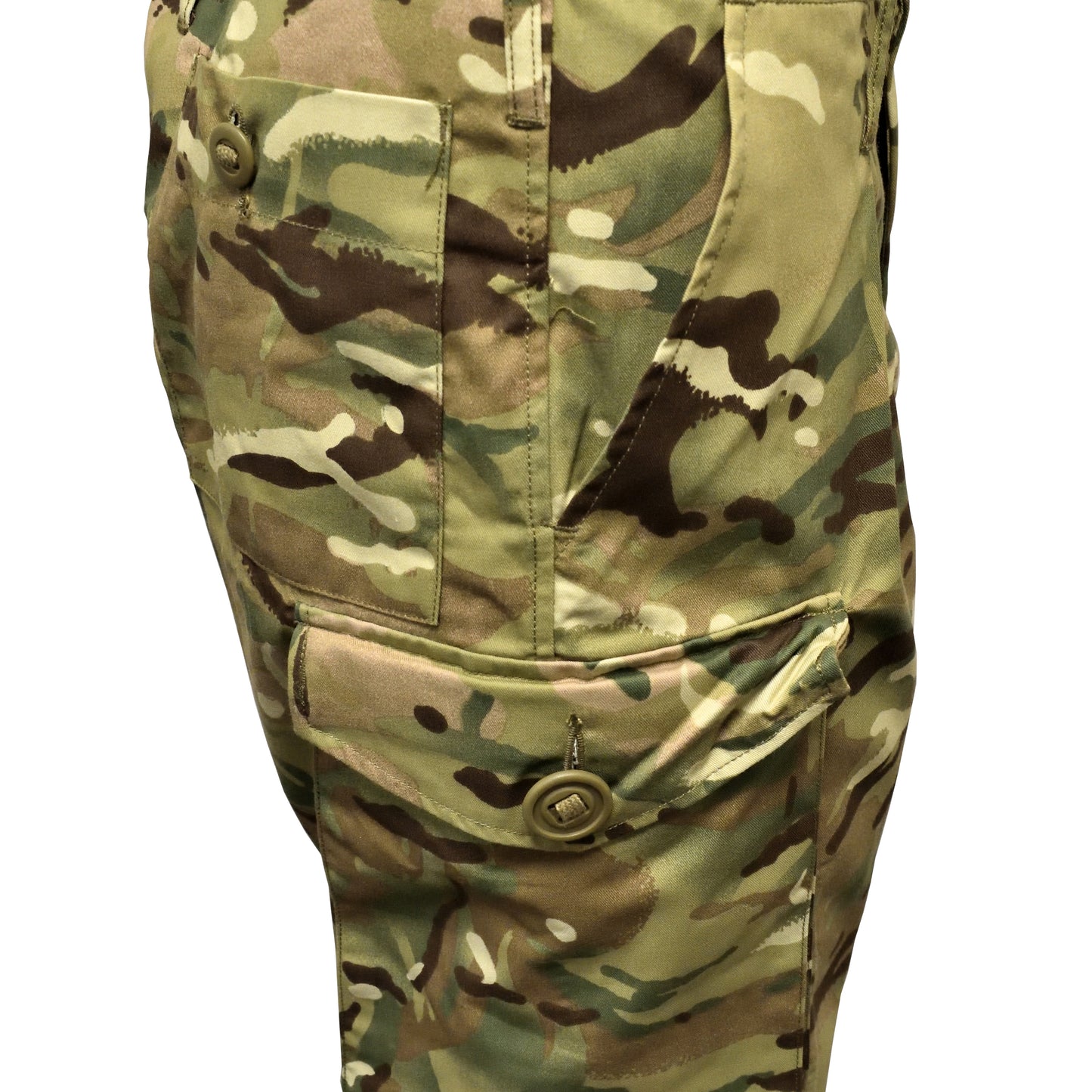 Detail shot of side cargo pocket on British Army Combat Shorts.