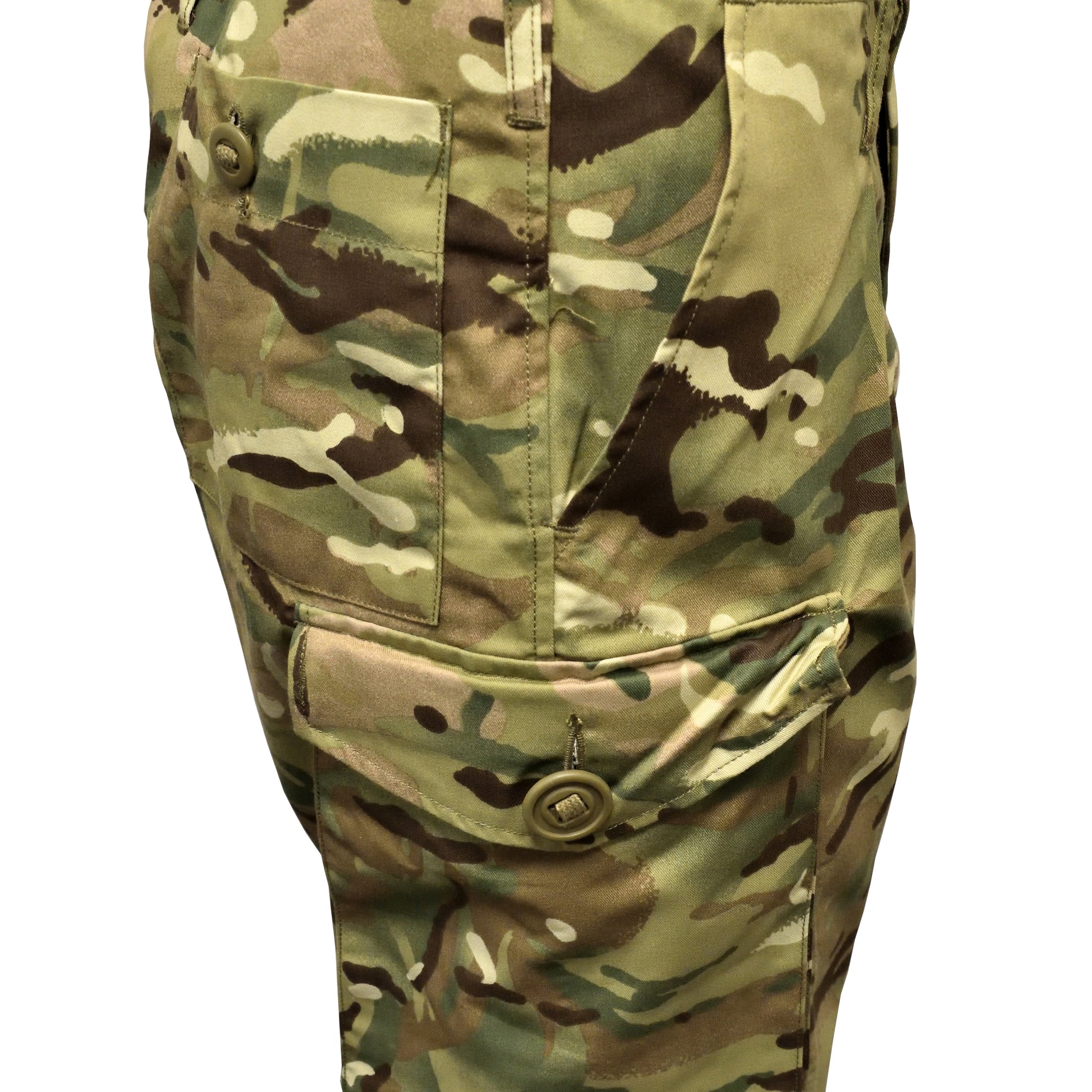 Detail shot of side cargo pocket on British Army Combat Shorts.