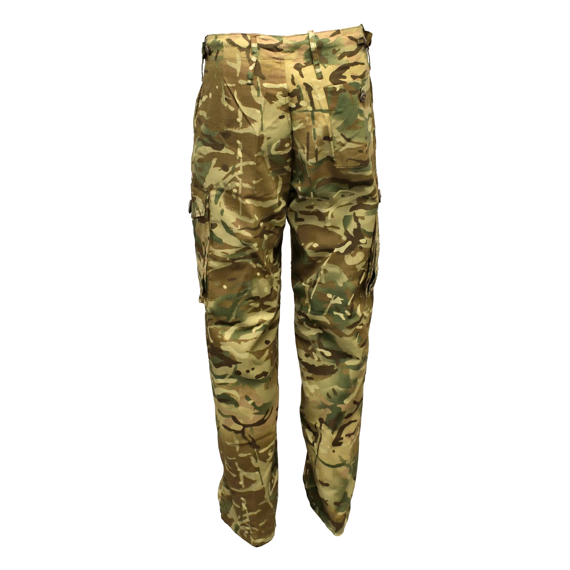 Rear view of British Army FR Combat Trousers MTP highlighting back pockets and stitching.