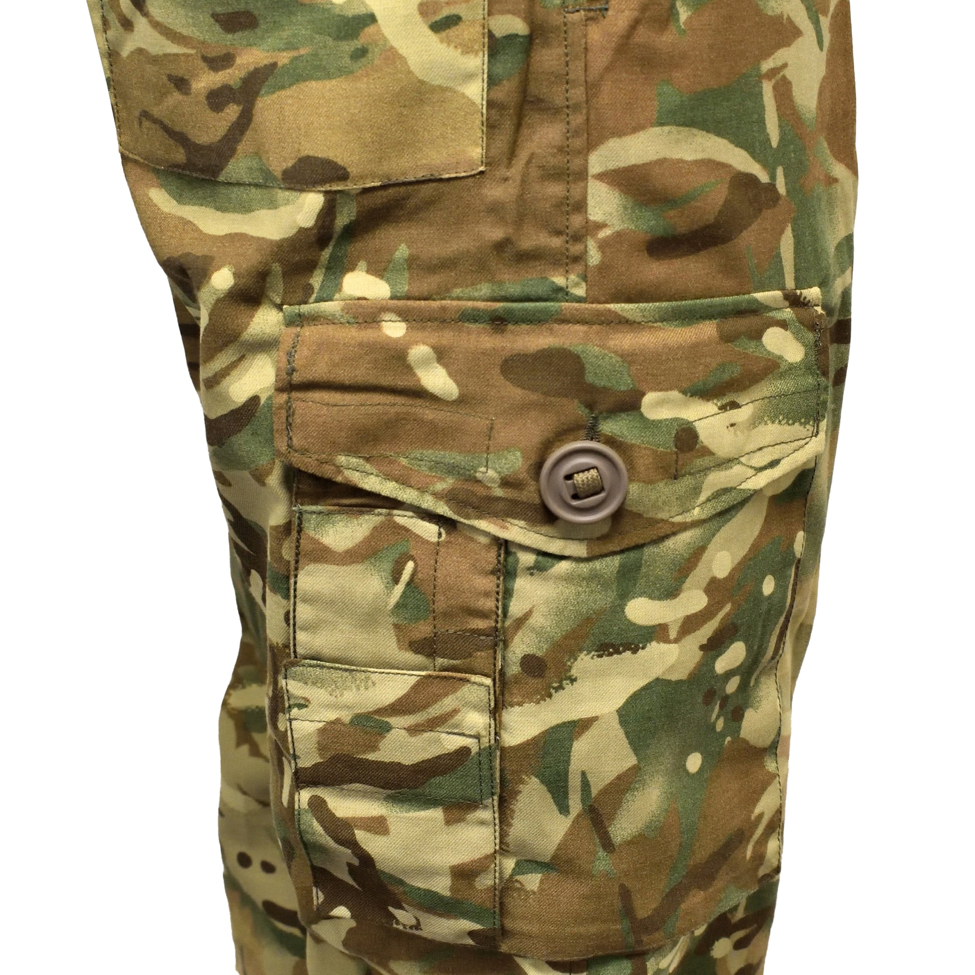 Close-up of cargo pocket with flap on FR Combat Trousers MTP.