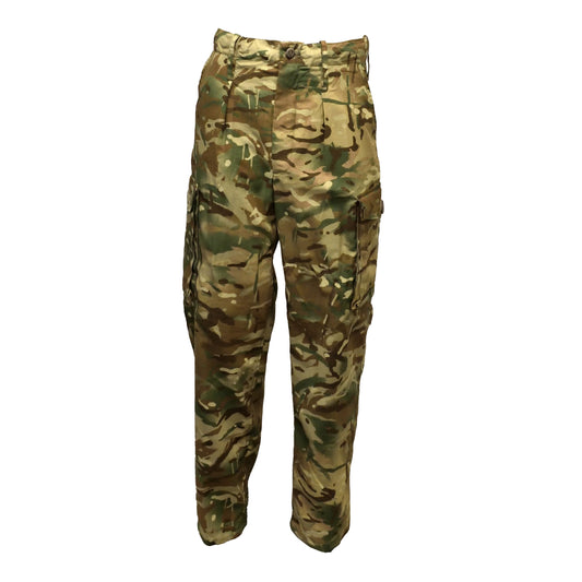 Front view of British Army Flame Resistant Combat Trousers in MTP camouflage.