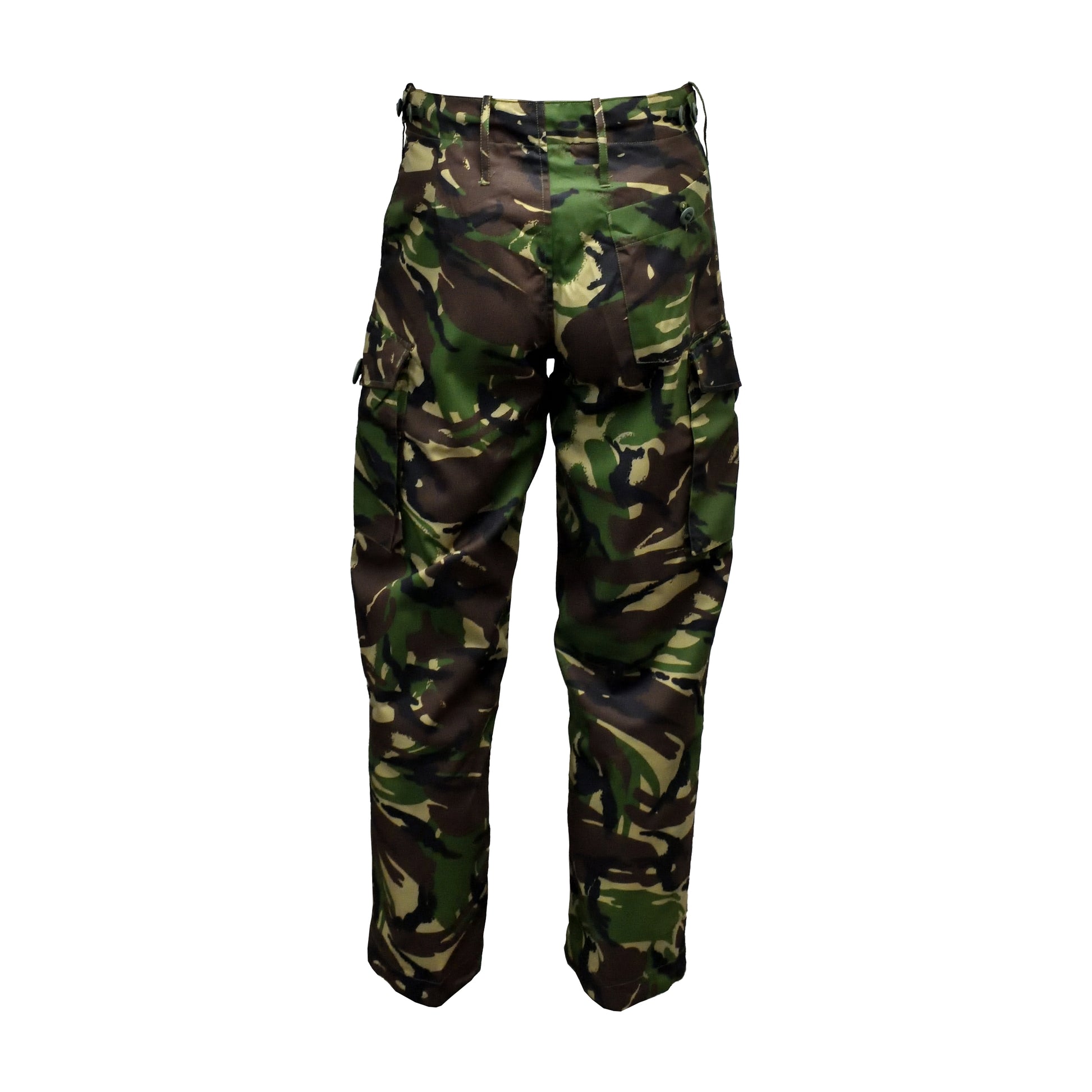 Rear view of British Army Lightweight Combat Trousers DPM highlighting back pockets.