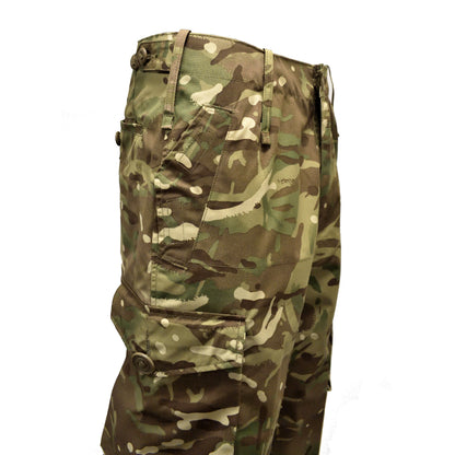 Close-up of pocket and stitching on British Army Windproof Combat Trousers MTP.