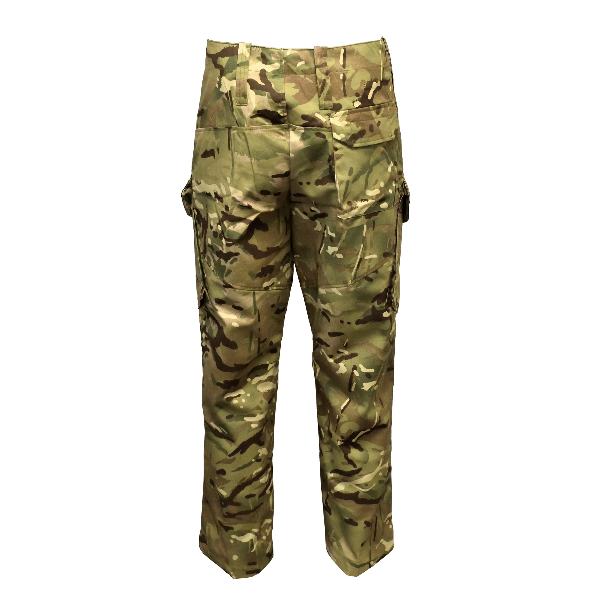 Rear view of Temperate Weather Combat Trousers MTP highlighting back pockets and belt loops.