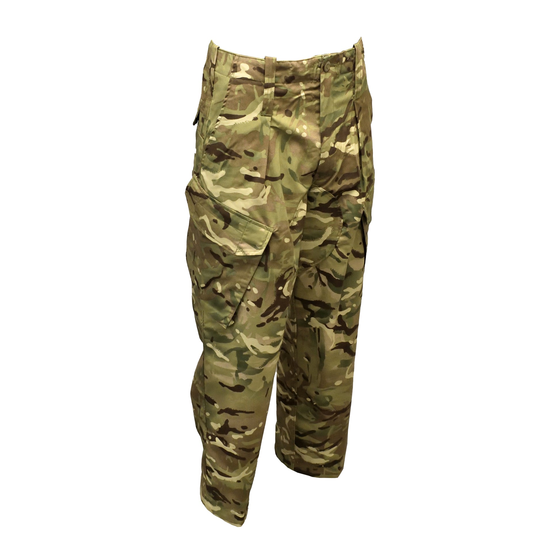 Angled rear right view of Temperate Weather Combat Trousers highlighting stitching details.