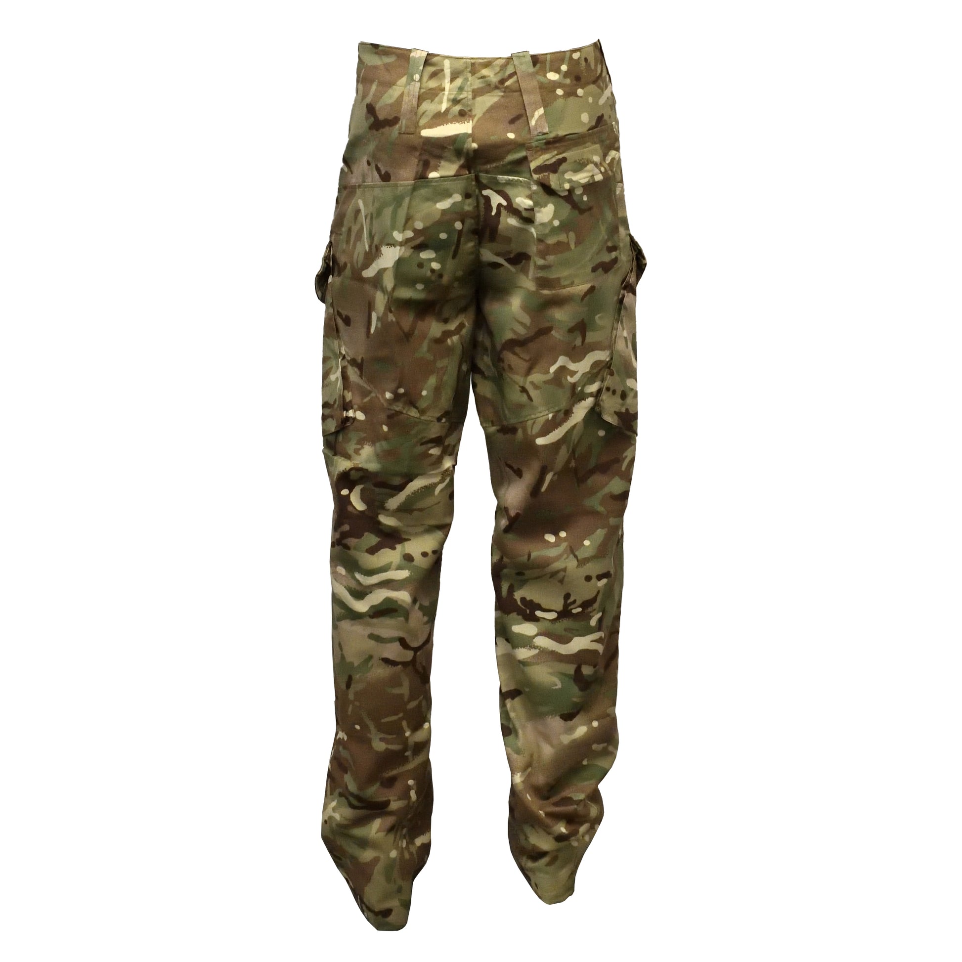 Rear view of British Army Warm Weather Treated Combat Trousers highlighting back pockets.