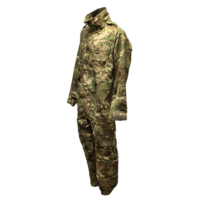 Left-angled front shot of British Army AFV Crewman Exercise Coverall MTP showing zip and chest pockets.