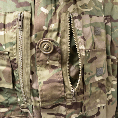 Close-up of chest pocket and stitching on British Army AFV Crewman Exercise Coverall MTP.