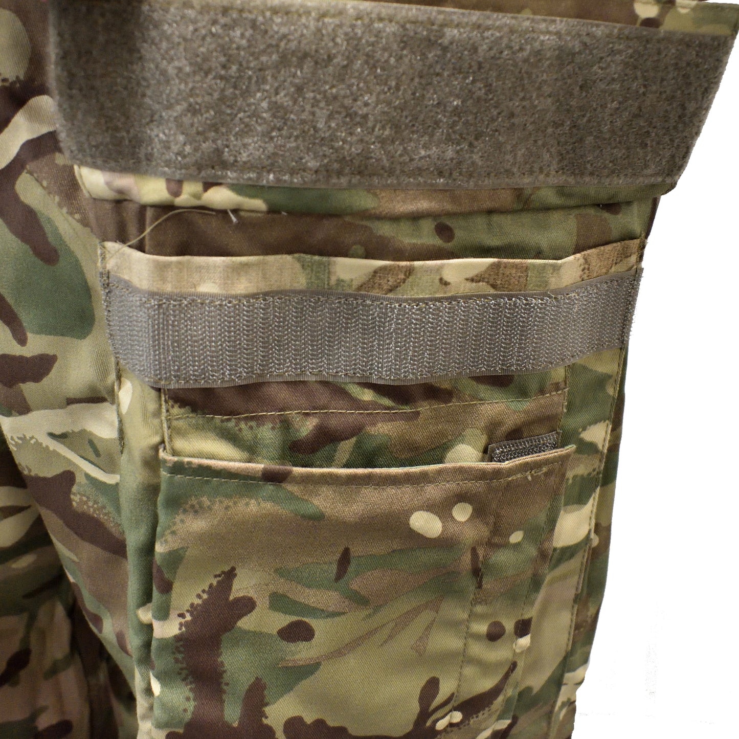 Close-up of side pocket flap and fabric detail on British Army AFV Crewman Exercise Coverall MTP.