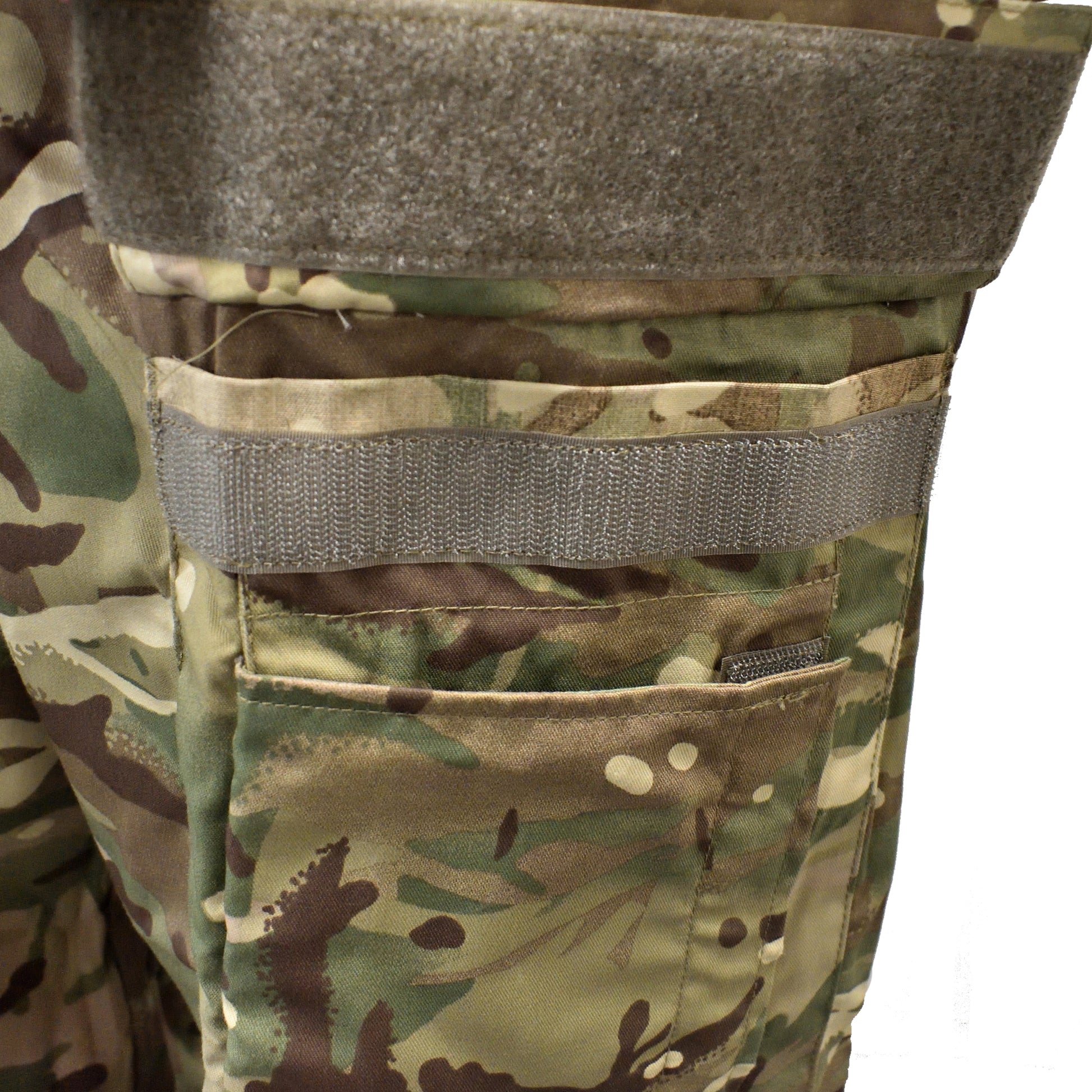 Close-up of side pocket flap and fabric detail on British Army AFV Crewman Exercise Coverall MTP.
