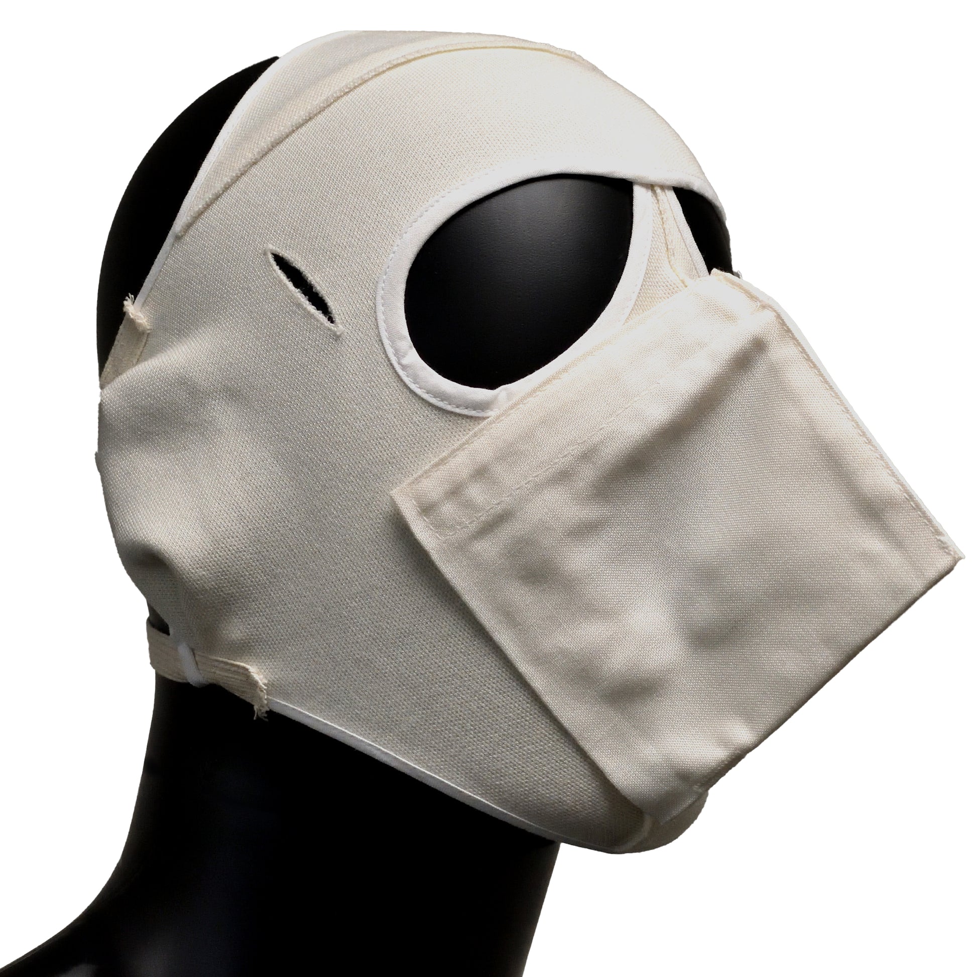Angled view of British Army Extreme Cold Weather MK2 Face Mask showing contour design.